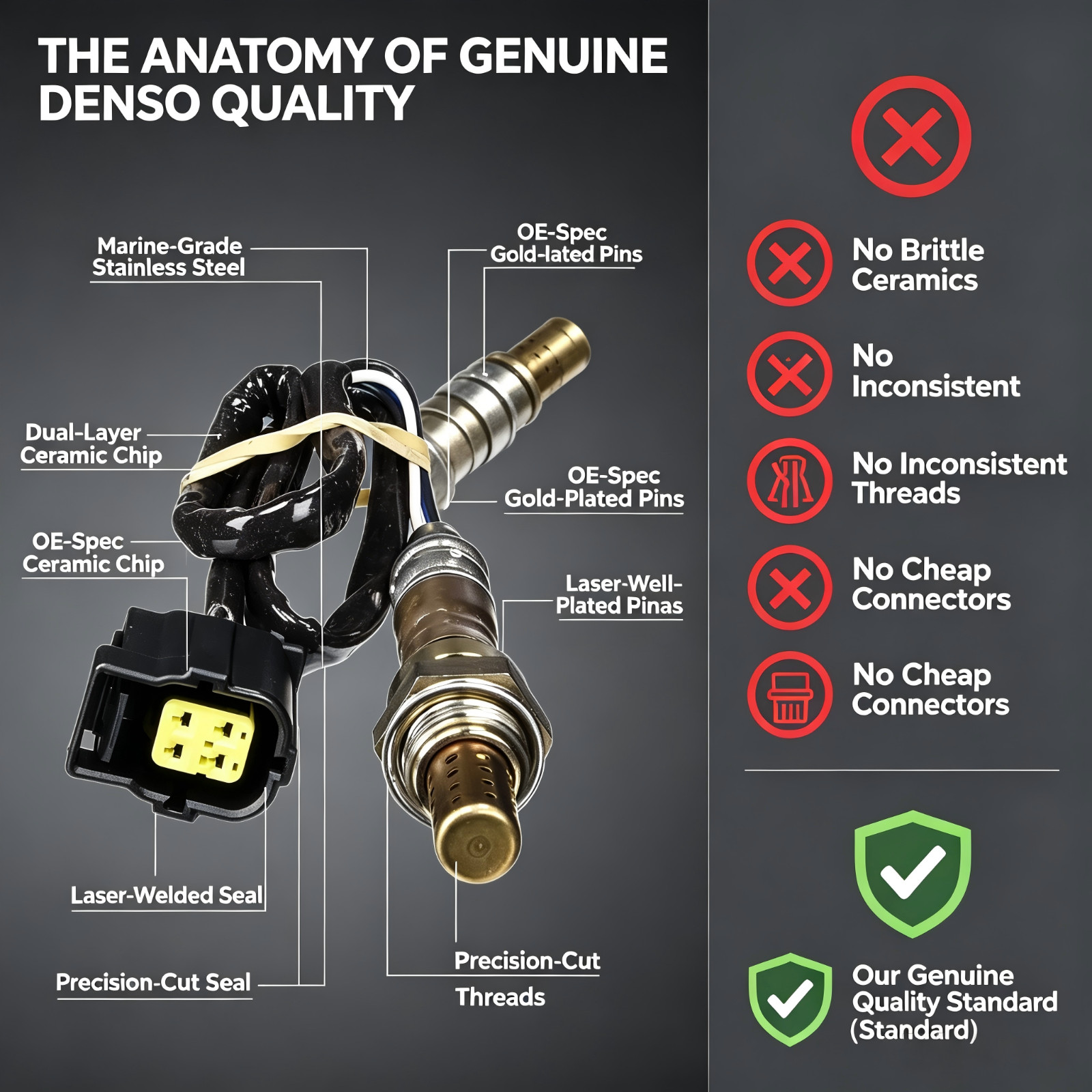 DENSO 234-4756 Oxygen Sensor Downstream for DODGE DAKOTA 4.7L V8 2006-2007