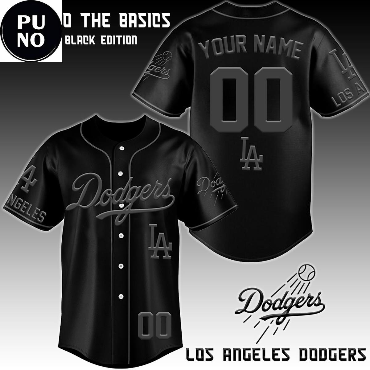 Custom Name-Dodgers 2026 Back to the Basics All Black Baseball Jersey - All Size