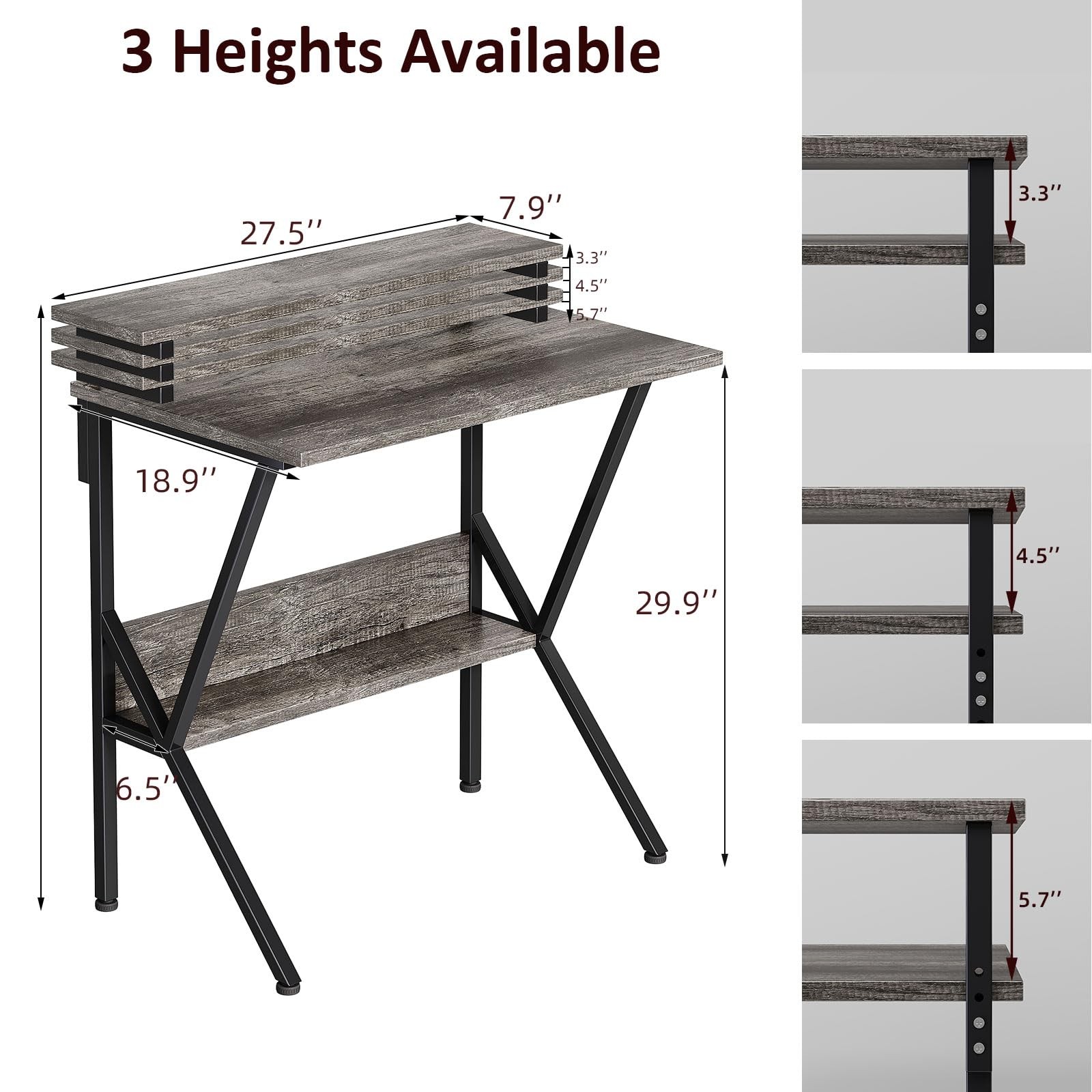 Small Desk, Small Computer Desk for Small Spaces, 27.5 Inch Computer Desk wit...