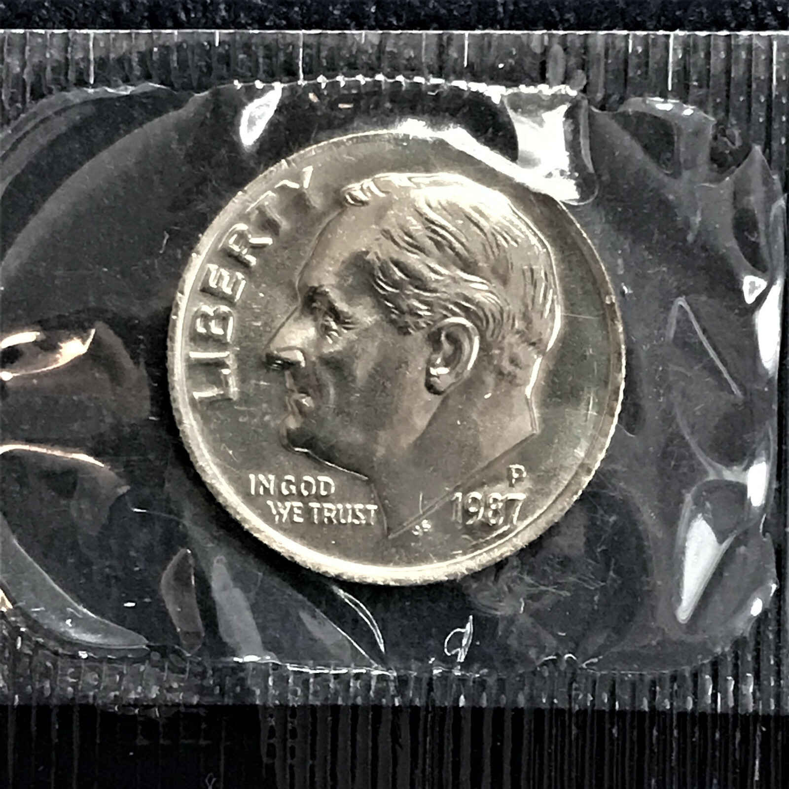 1987 P BU Roosevelt Dime Brilliant Uncirculated from Orig Mint Set in Cello BU