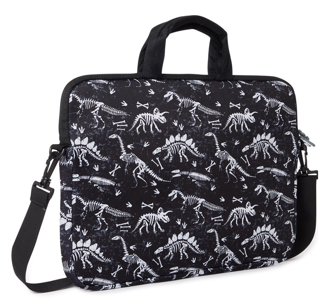 LAPTOP Computer case DiNoSaUr SkELEtOn Black & White Neoprene, Wipe Clean