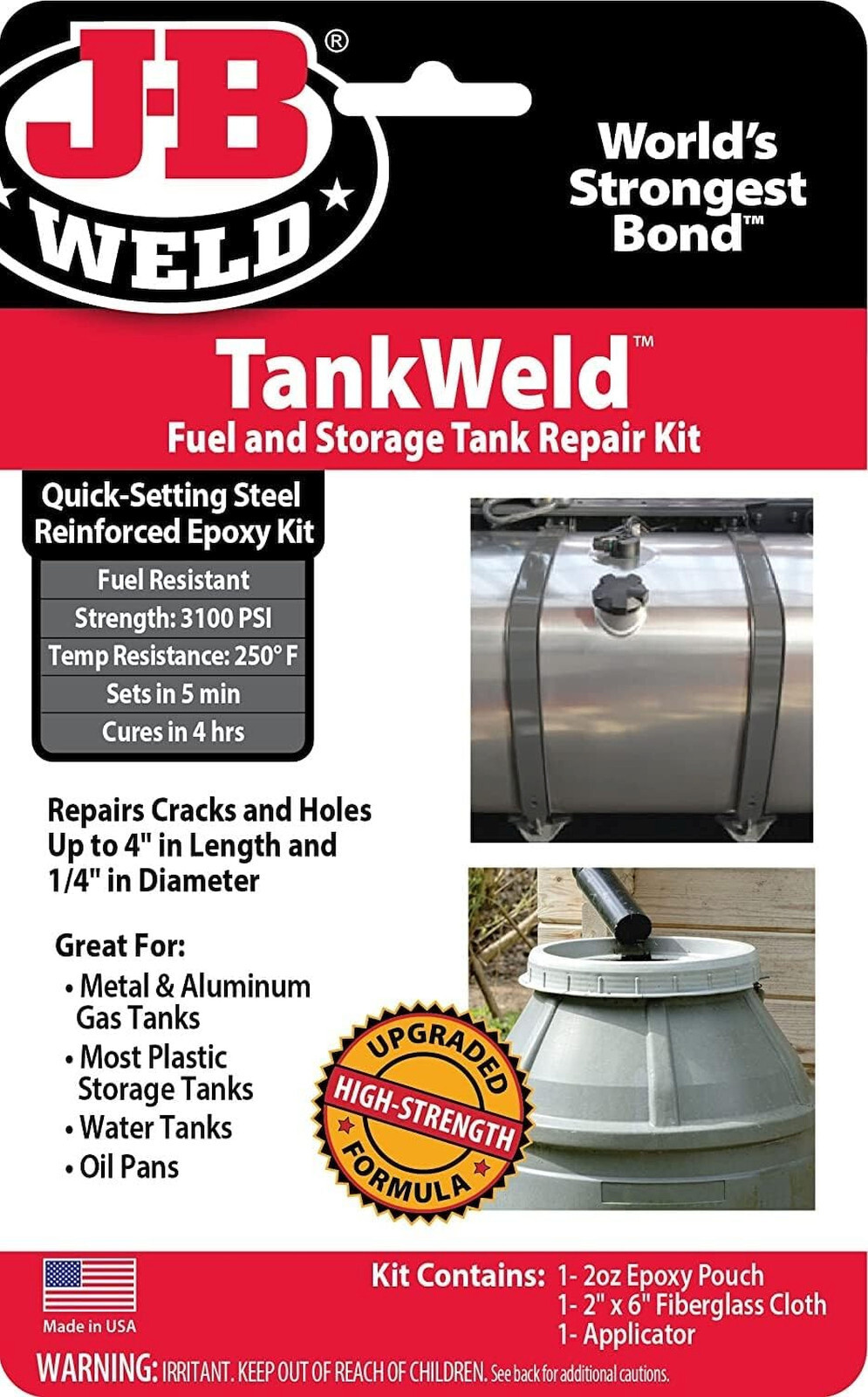 TankWeld Repair KIT Gas Fuel Metal Tank & oil pan Stop Leak EPOXY J-B WELD 2110