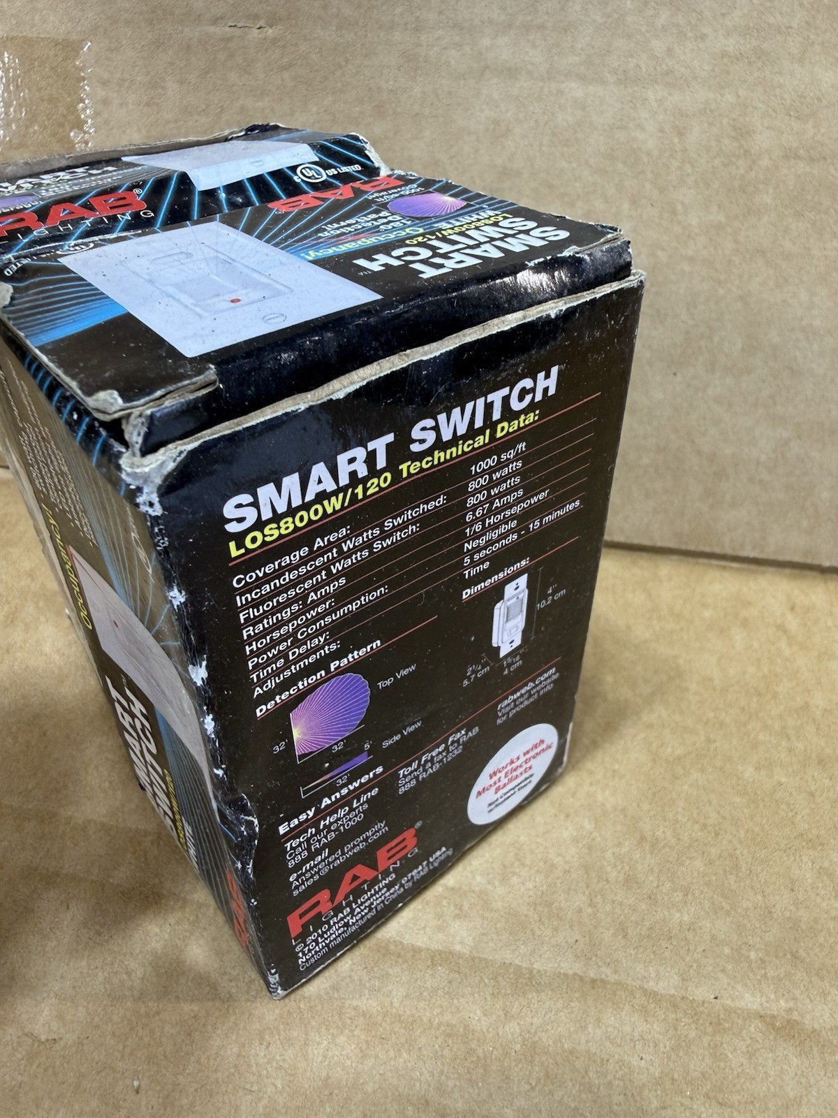 RAB Smart Switch Occupancy Sensor LOS800W/277 White Wall Mount 1200w