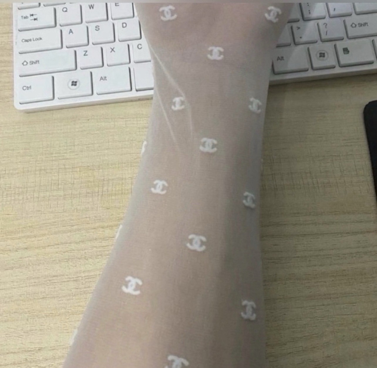 White Pantyhose W/CC Design
