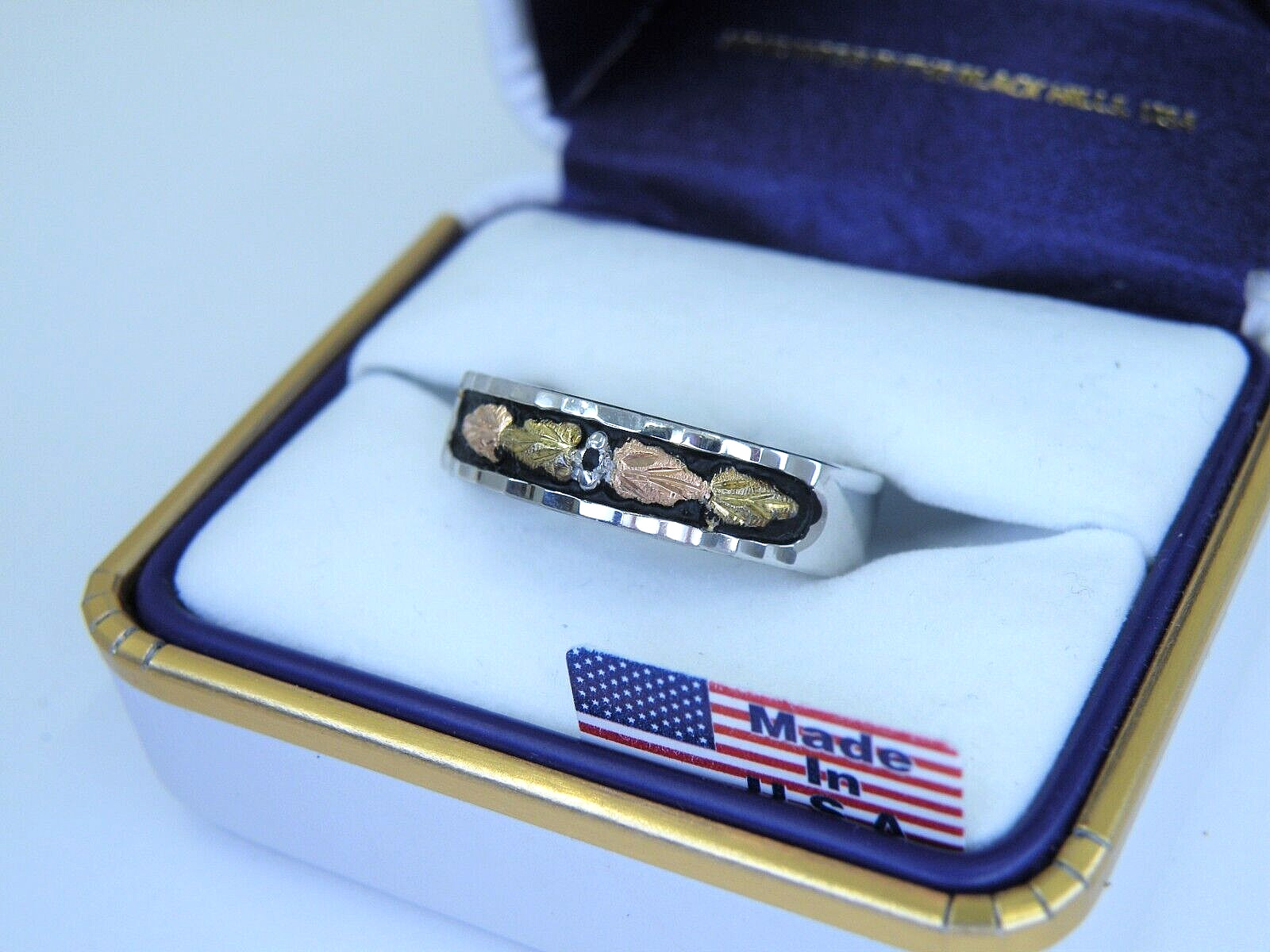 RGC Black Hills Gold Sterling Silver 12k Yellow Rose Gold Leaves RING NWT Sz. 7