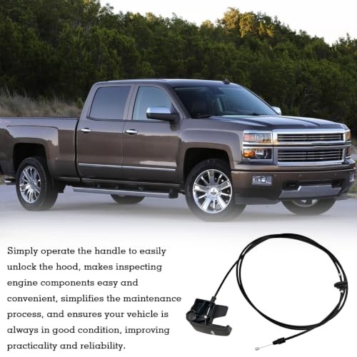 Hood Release Cable & Handle Assembly, Compatible with 1999-2007 Chevy 15142953