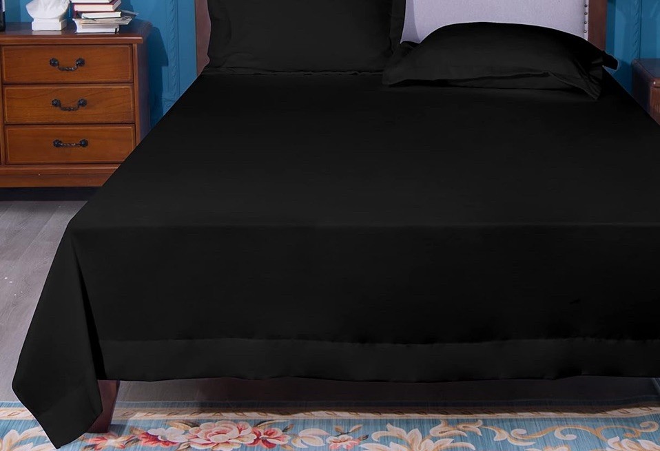 NTBAY PREMIUM QUALITY SATIN SHEET SET black in color and size king