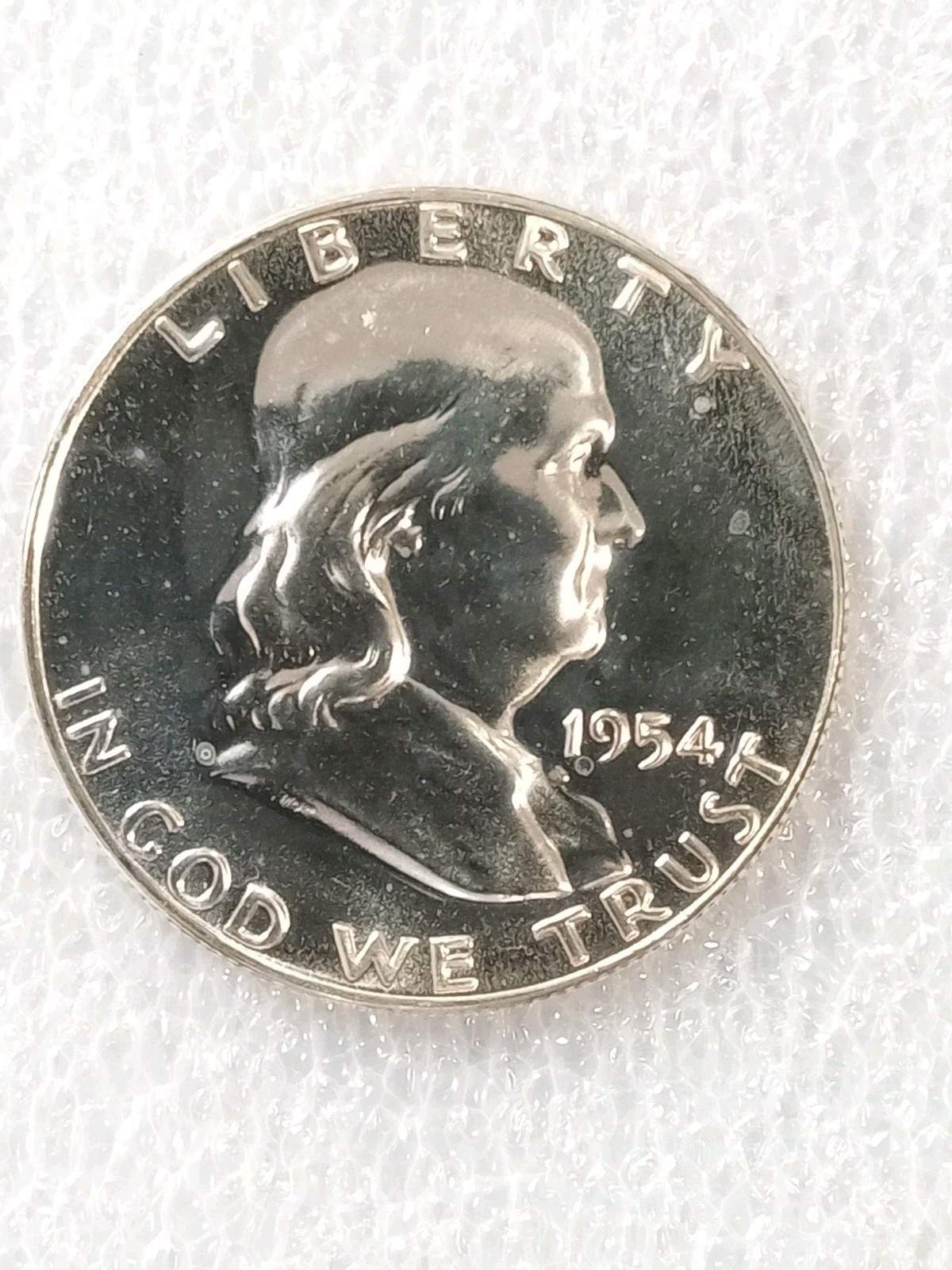 1954 PROOF 50c Franklin Half Dollar - 90% silver FULL BELL LINES! (01)