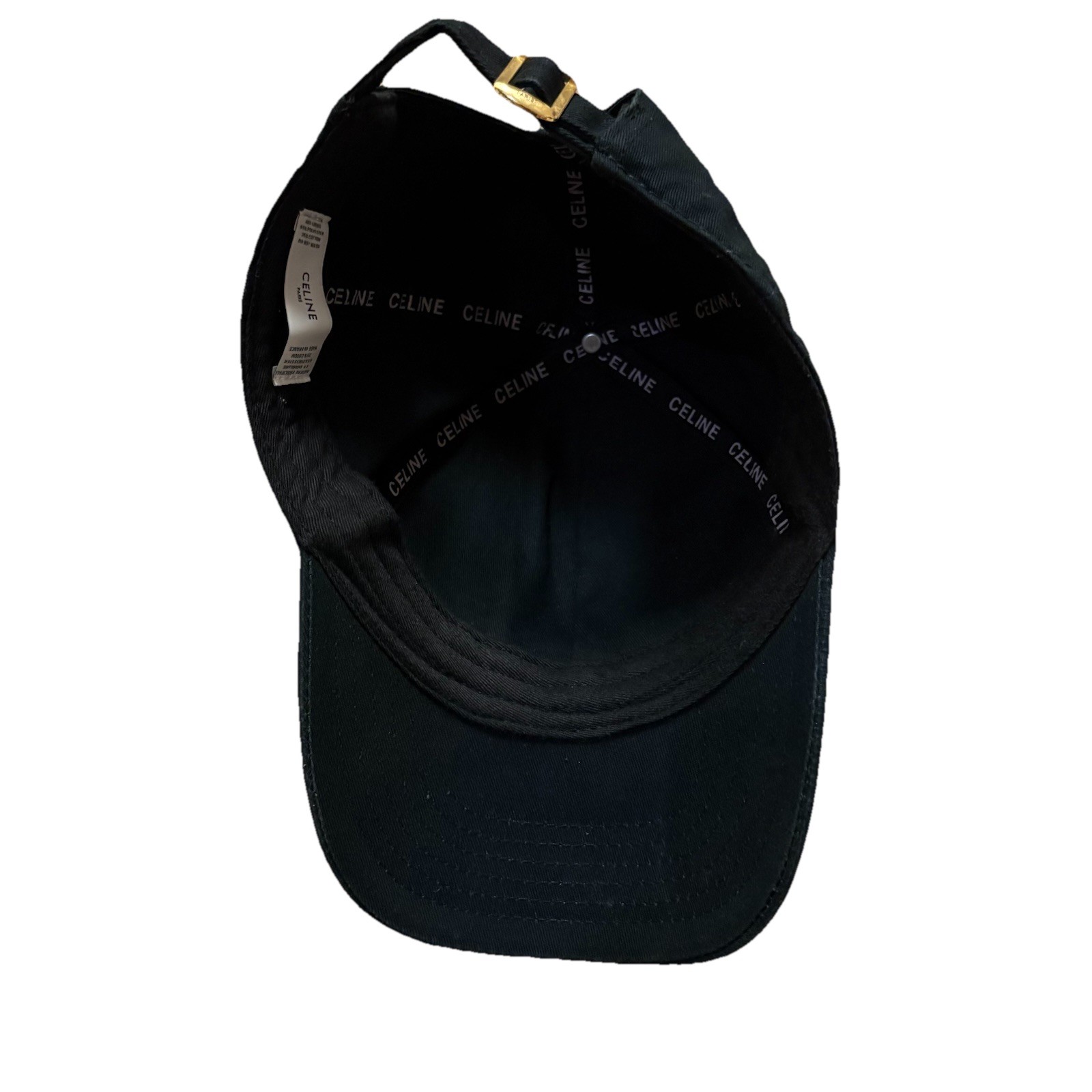 Celine Paris Black White Logo Cotton Drill Baseball Cap Hat Adjustable