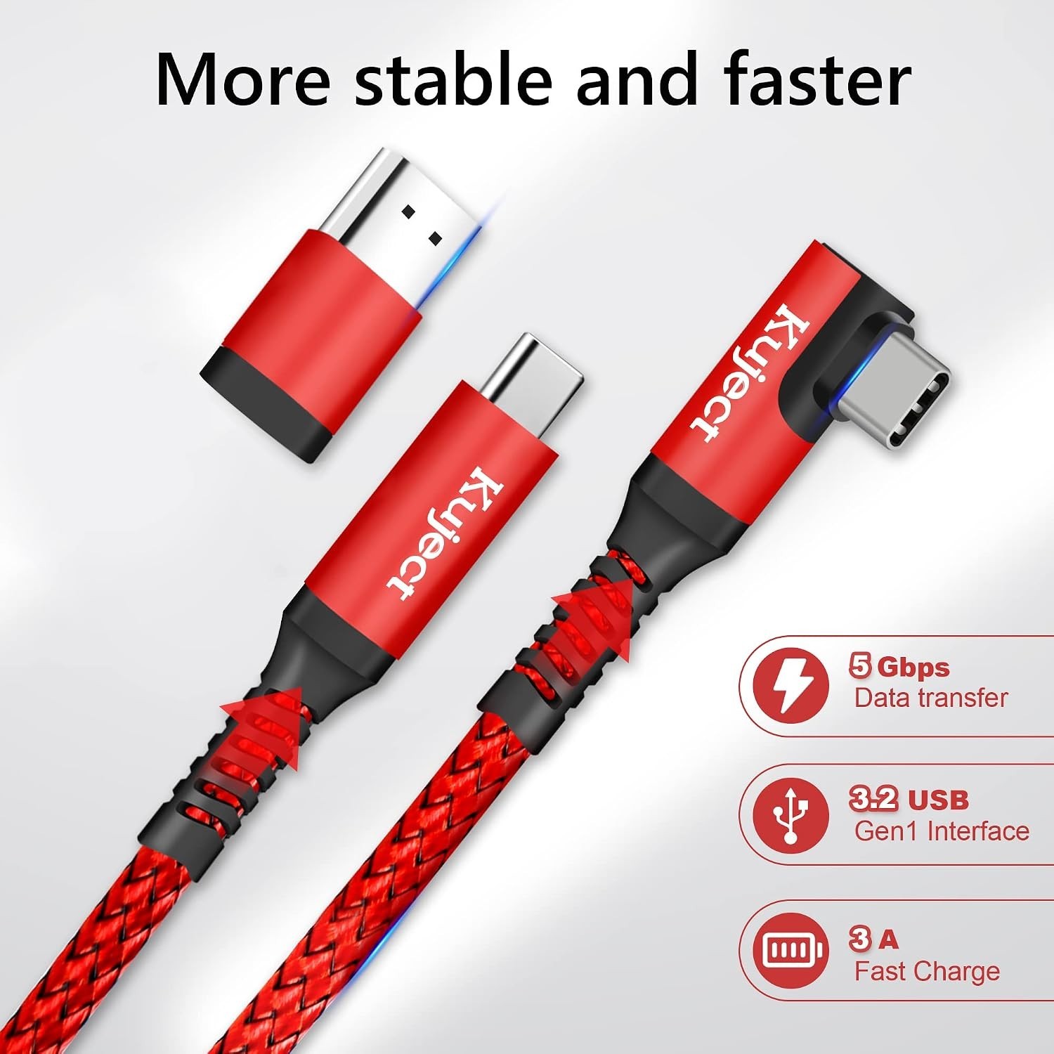 Red 20FT Data Transfer Link Cable for VR Gaming - Compatible with Quest Series