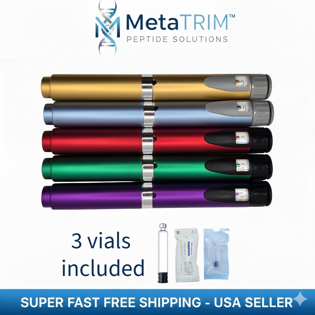 MetaTRIM Reusable 60u V2 Metal Peptide Injection Pen + 3 Sterilized 3ml Vials