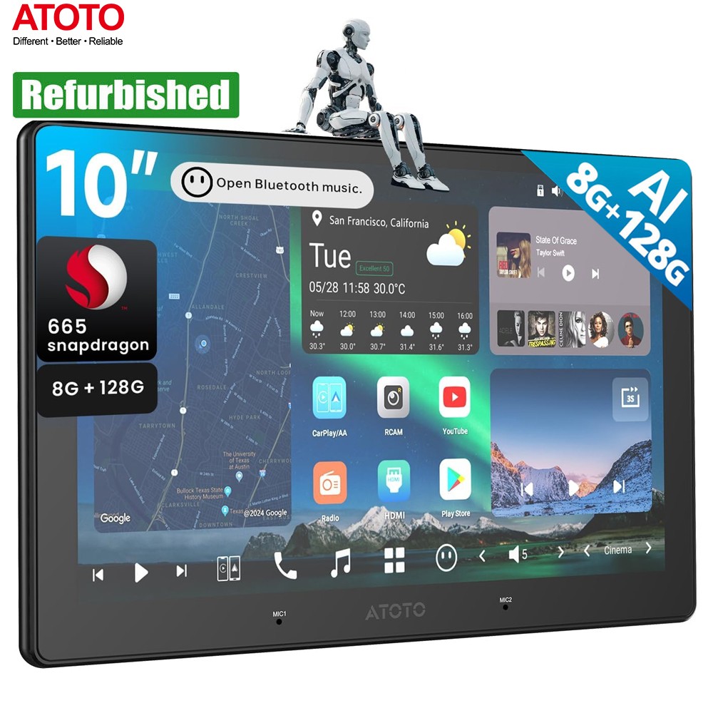 ATOTO X10 10" QLED Screen Android 13 4G LTE Car Stereo Digital GPS Radio 8G+128G