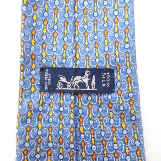 HERMES regular tie all over pattern logo silk blue AE GY47 men s