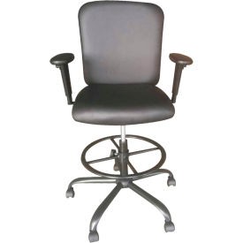 Interion Antimicrobial PU Leather Big & Tall Drafting Stool Black  Industrial