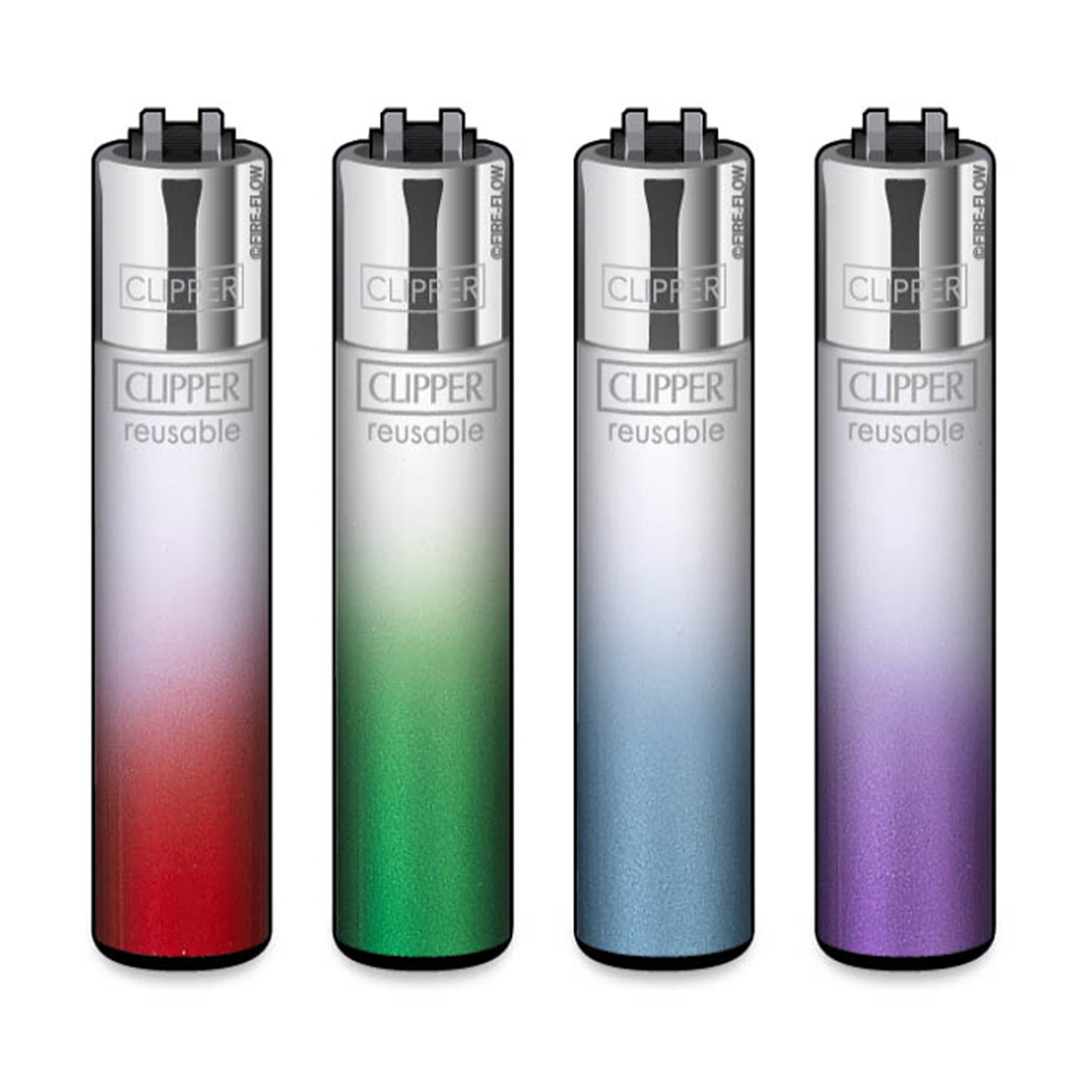Clipper Micro Lighters - 4 Pack Pre-Filled Removable Flints - Crystal Gradient