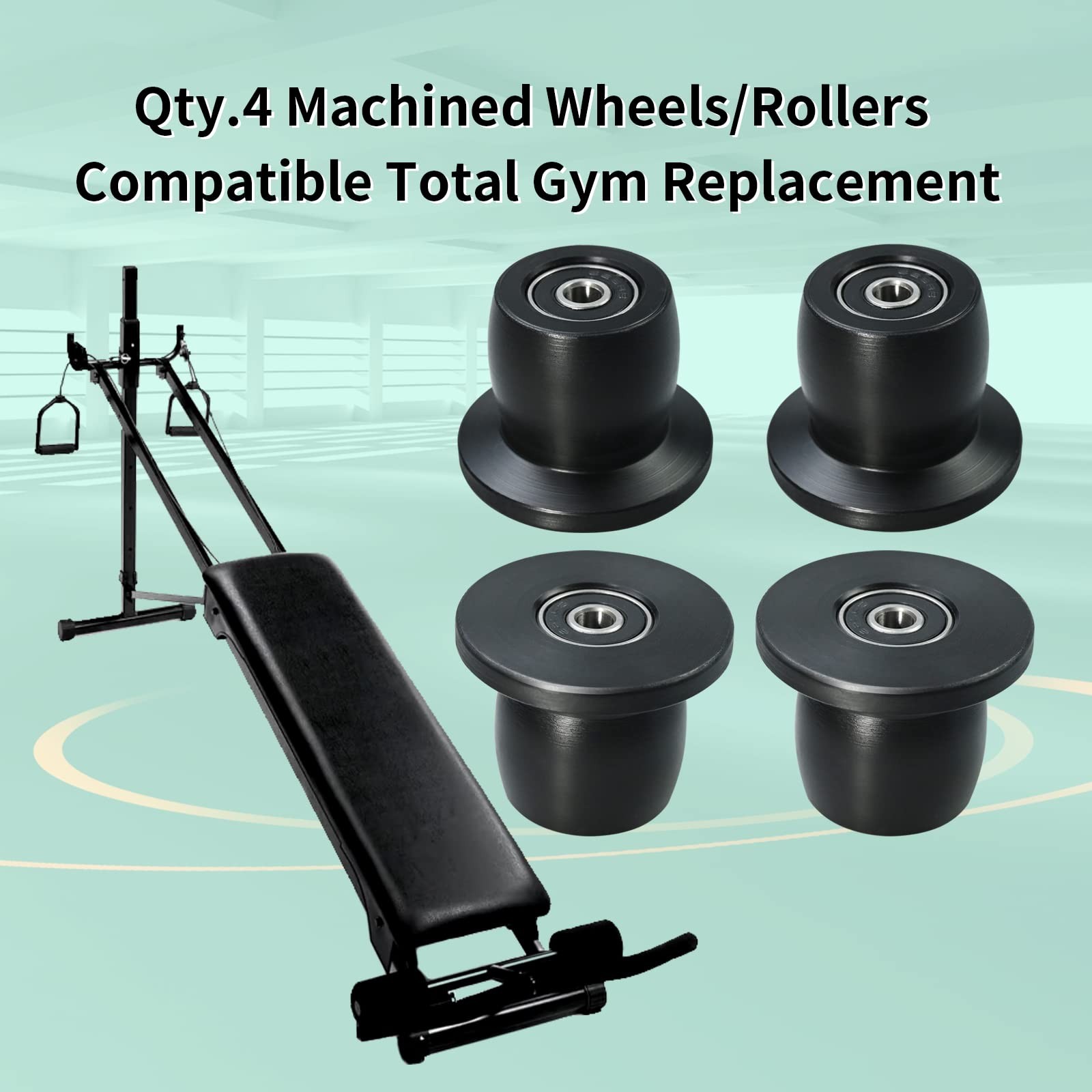 Vsttar Qty.4 Machined Wheels/Rollers Compatible with Total Gym Replacement, F...
