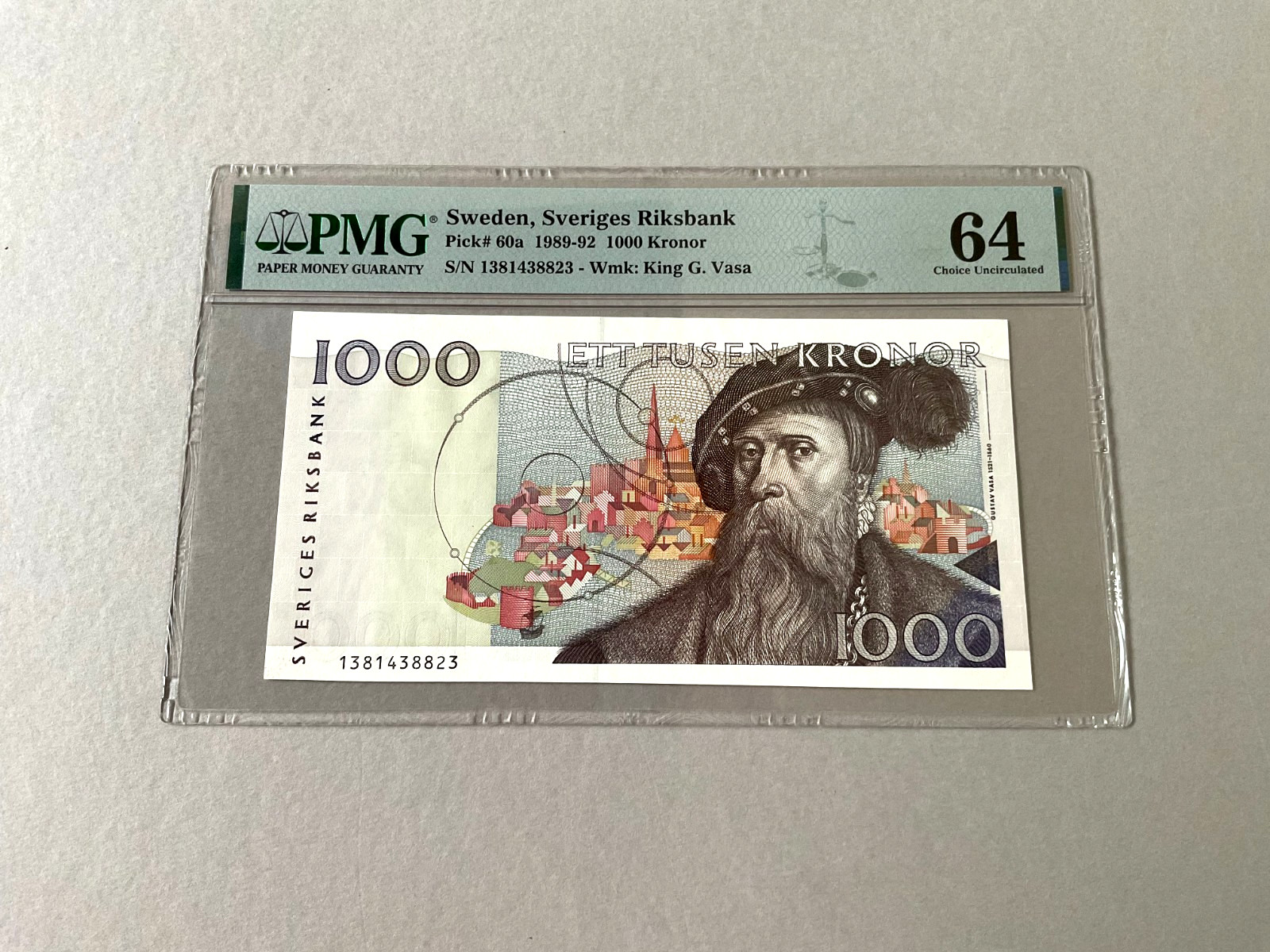 Sweden 1,000 Kronor P-60a 1989-92  PMG 64