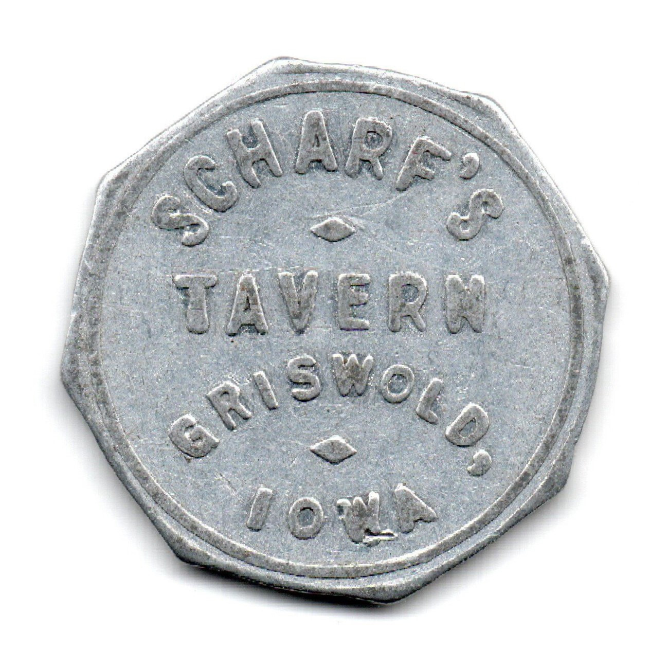 SCHARF'S TAVERN • GOOD FOR 5¢ IN TRADE • GRISWOLD, IOWA, IA. • TC-43471
