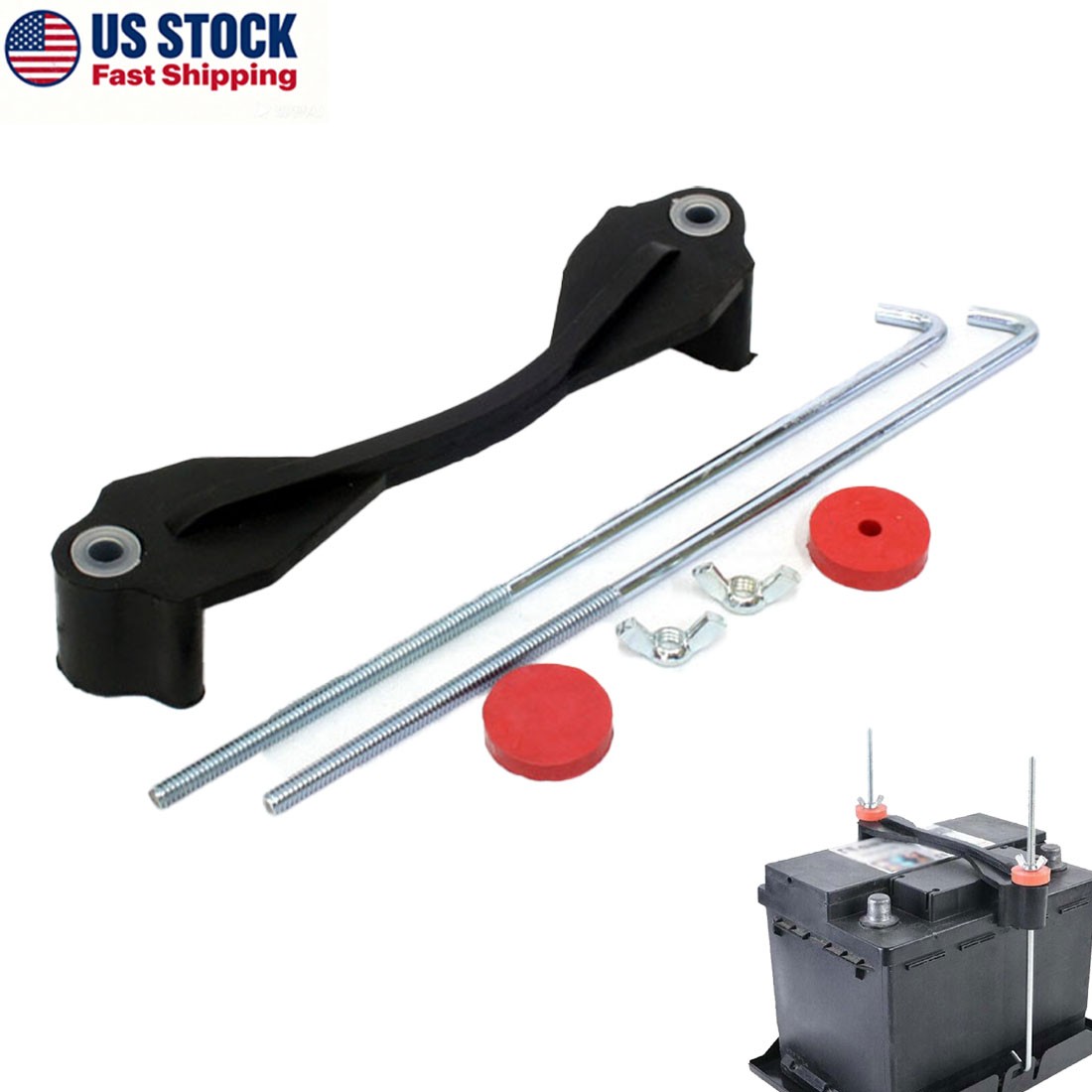 SUV Car Rubber Battery Hold Down Clamp Holder Tie Down Bracket Hold Down Bracket