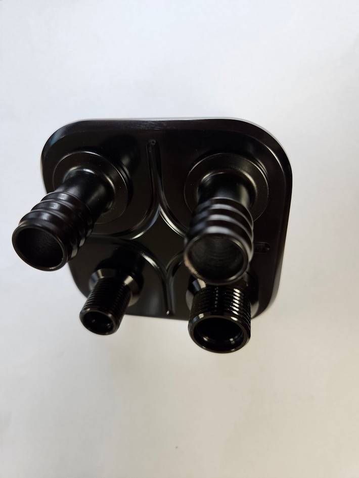 TBI BH14CB-PO 4 Way Square A/C & Heat Bulkhead Push On Heater Fittings Black