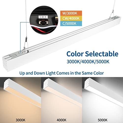 4FT Linkable LED Linear Light, 35W Down 15W Up Light, 3/4/5000K 4 Pack White