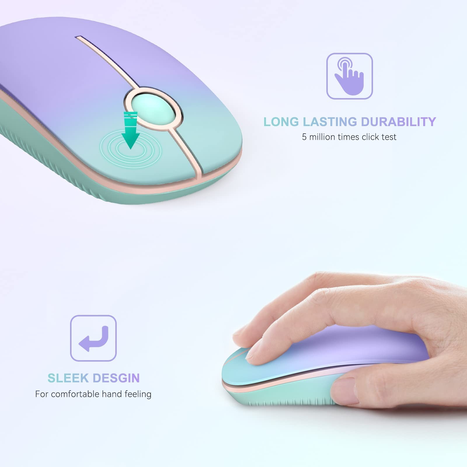 Unipows Wireless Mouse - 2.4G Slim Portable Computer Mouse with Nano Receiver...