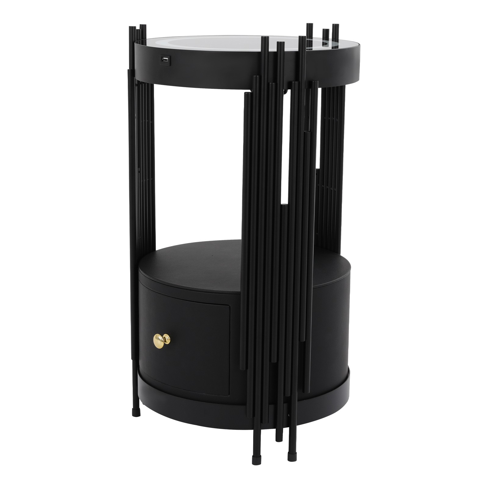 Smart Nightstand With Wireless Charging Station Bedside Table LED Side/End Table