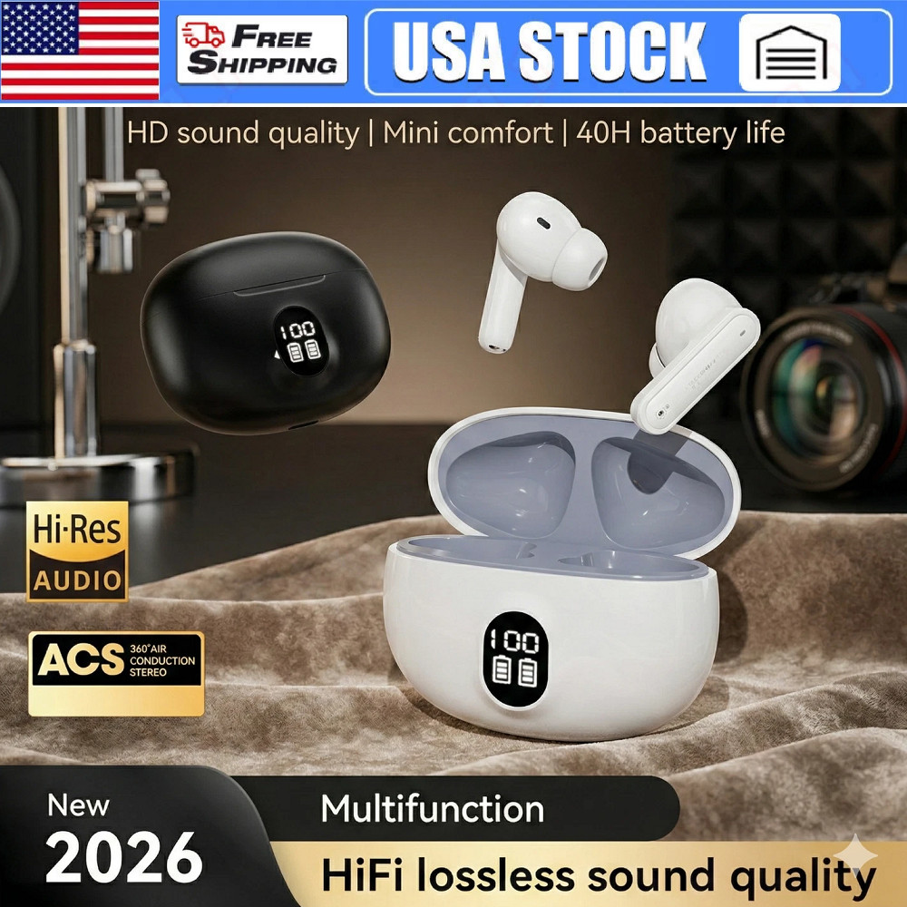 Wireless Bluetooth 5.4 Earbuds 2026 Headphones For iPhone Samsung Galaxy Android