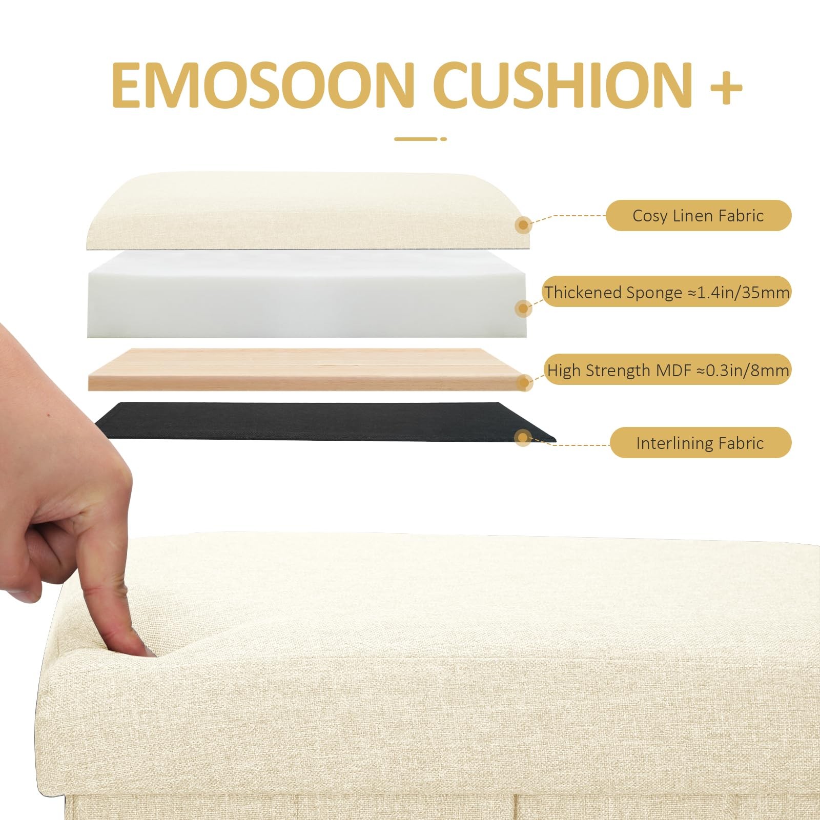 Tall Ottoman with Storage Collapsible Fabric Small Slim Folding Ottoman Furni...