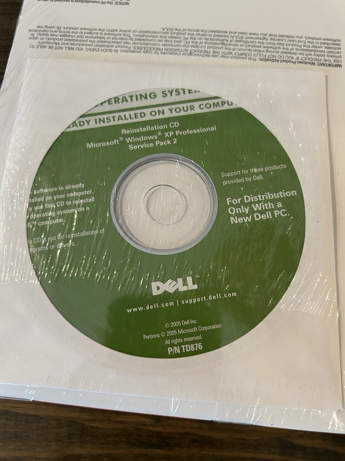 NEW! Microsoft Windows XP Professional SP2 Version 2002 X08-48124 - DELL PC