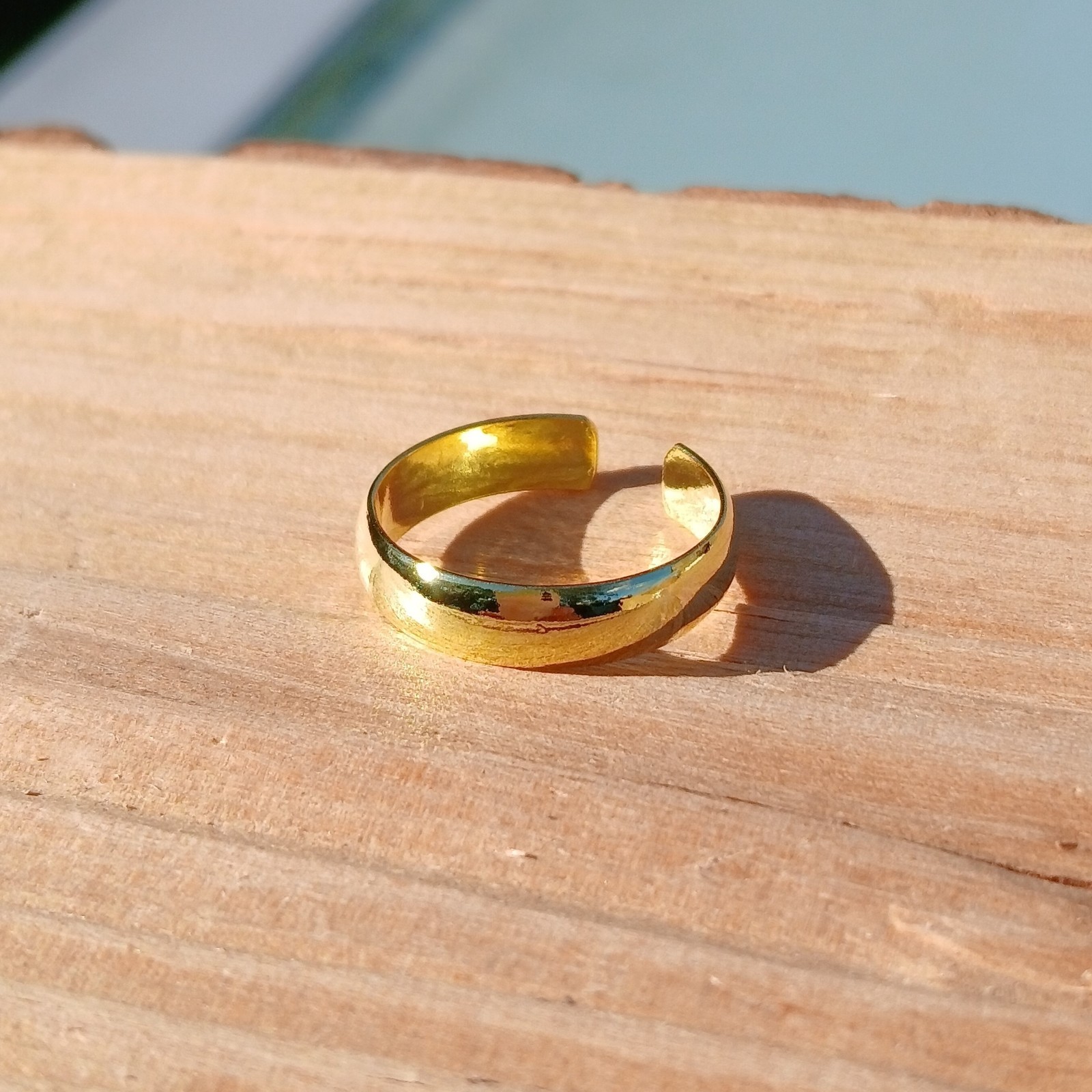 Adjustable Gold Plated Sterling Silver Bevelled Toe Ring