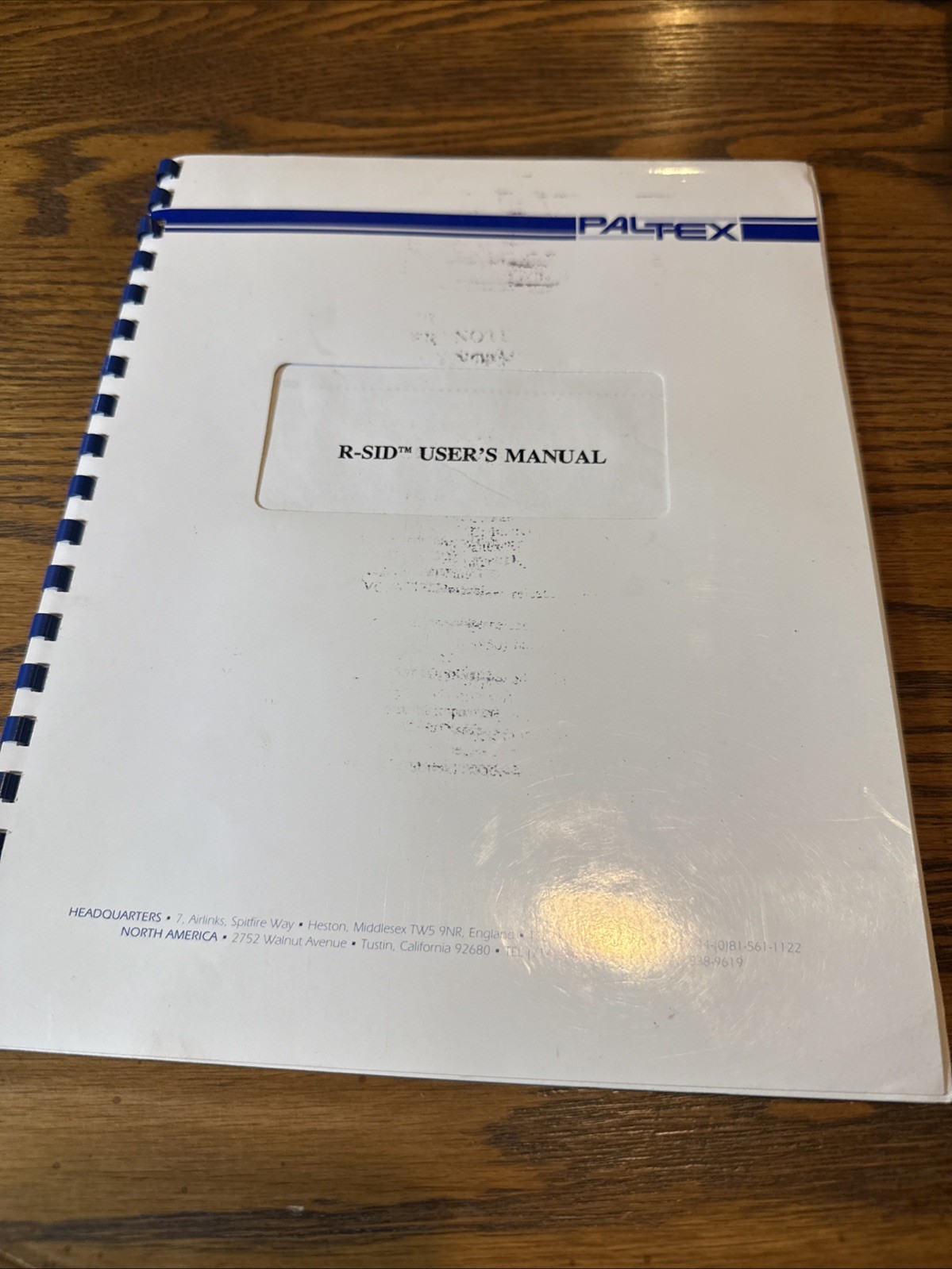paltex r-sid user manual 1989 R Sid
