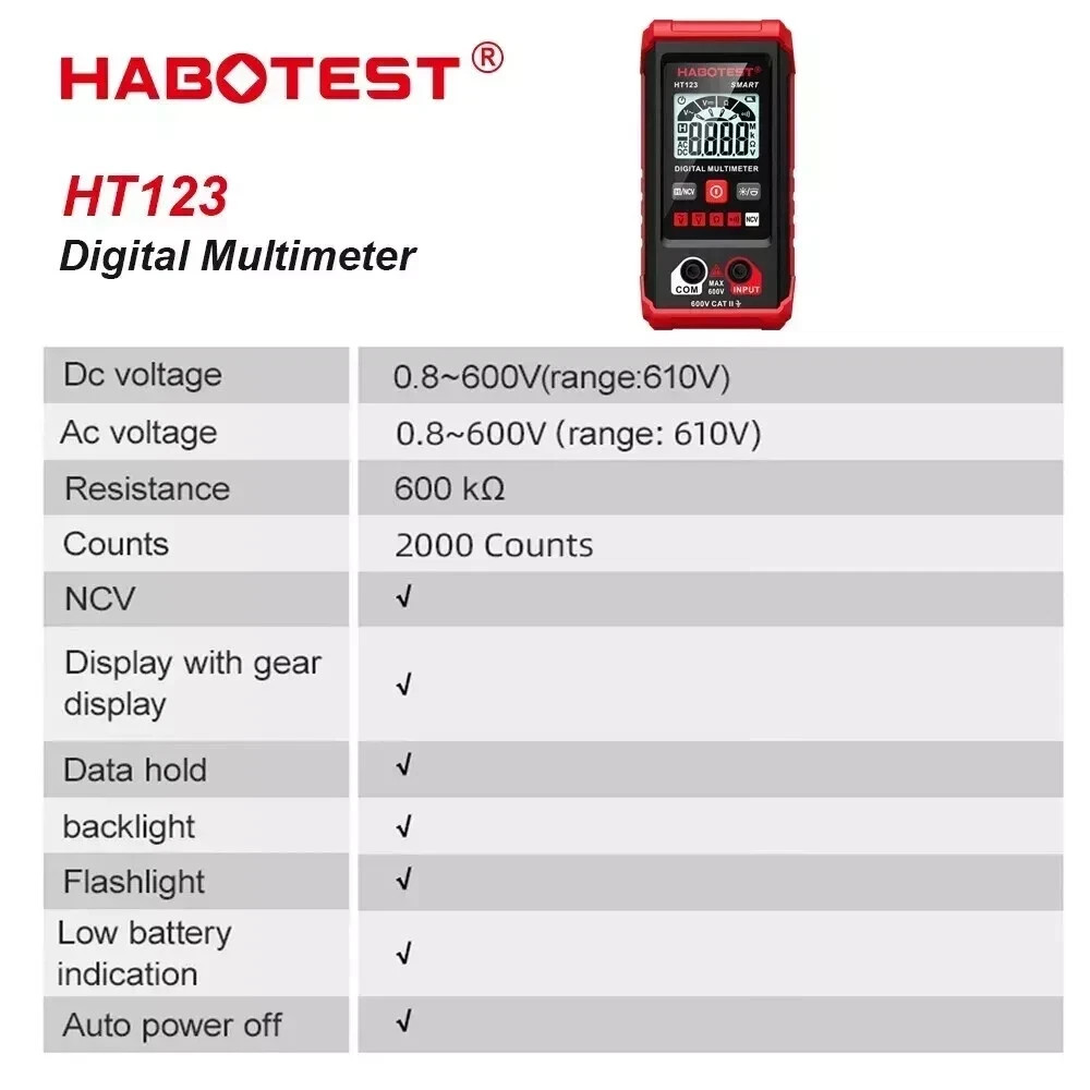 Digital Multimeter LCD Voltmeter Ammeter Ohmmeter Volt AC DC Tester Leads Meters