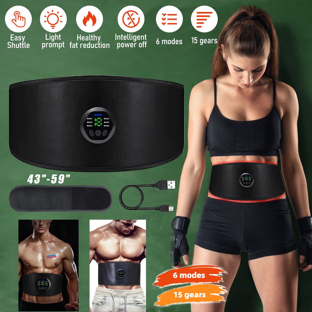 43" -59" EMS Abdominal ABS Muscle Stimulater Training Toner Fitness Workout Belt