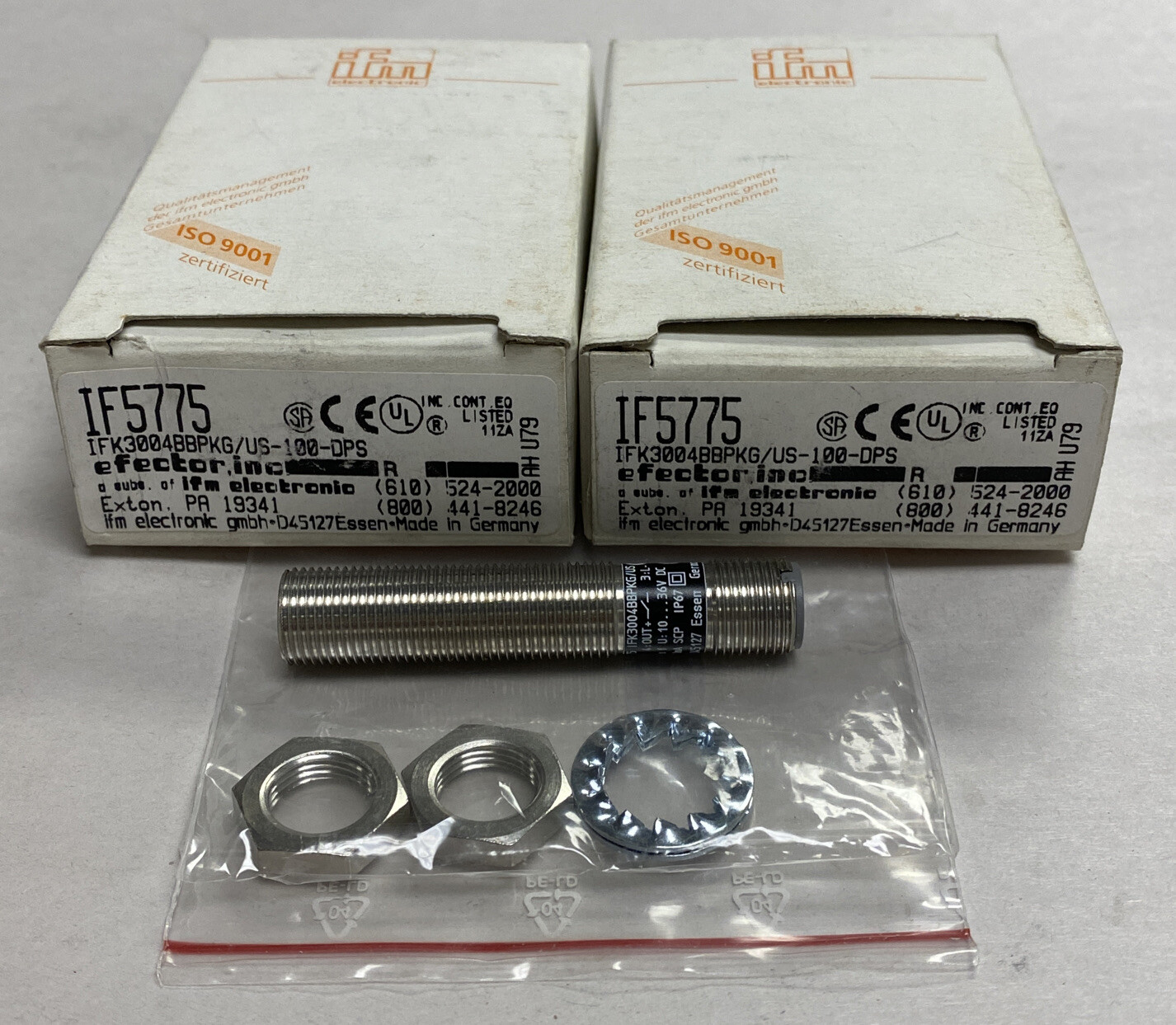 IFM Efector,IF5775 IFK3004BBPKG/US-100-DPS, Proximity Switch Lot Of 2 NOS
