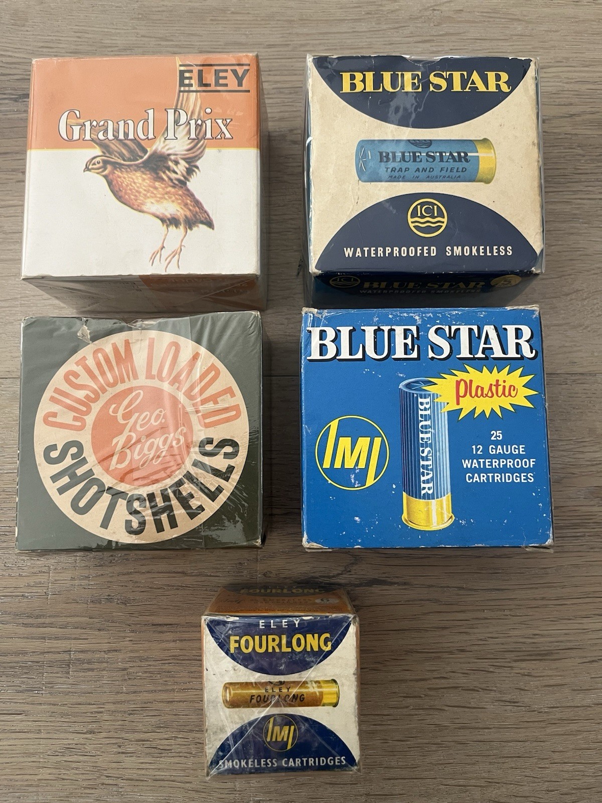 Empty Shotshell Shotgun Gun Box Shell Eley Smokeless Blue Star ICI Grand Prix