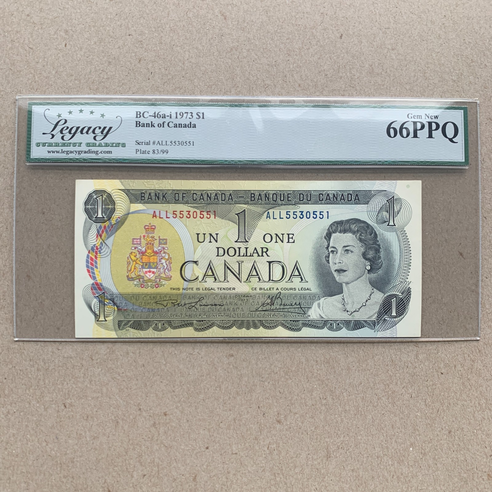 Canada 1 Dollar Banknote 1986 BC-46a Canadian $1 Currency LEGACY 66 PPQ