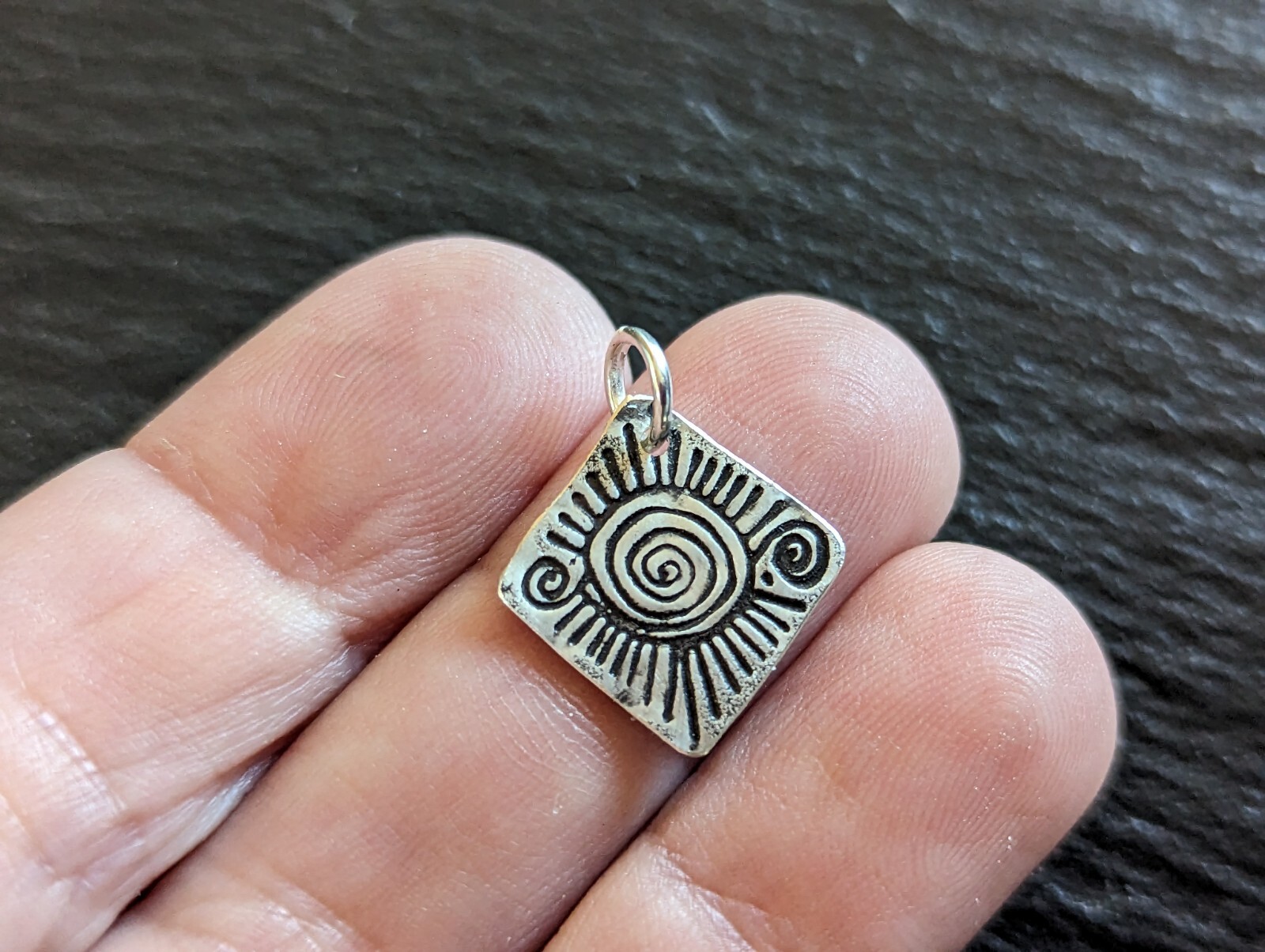 Tiny freeform sterling silver charm - handmade