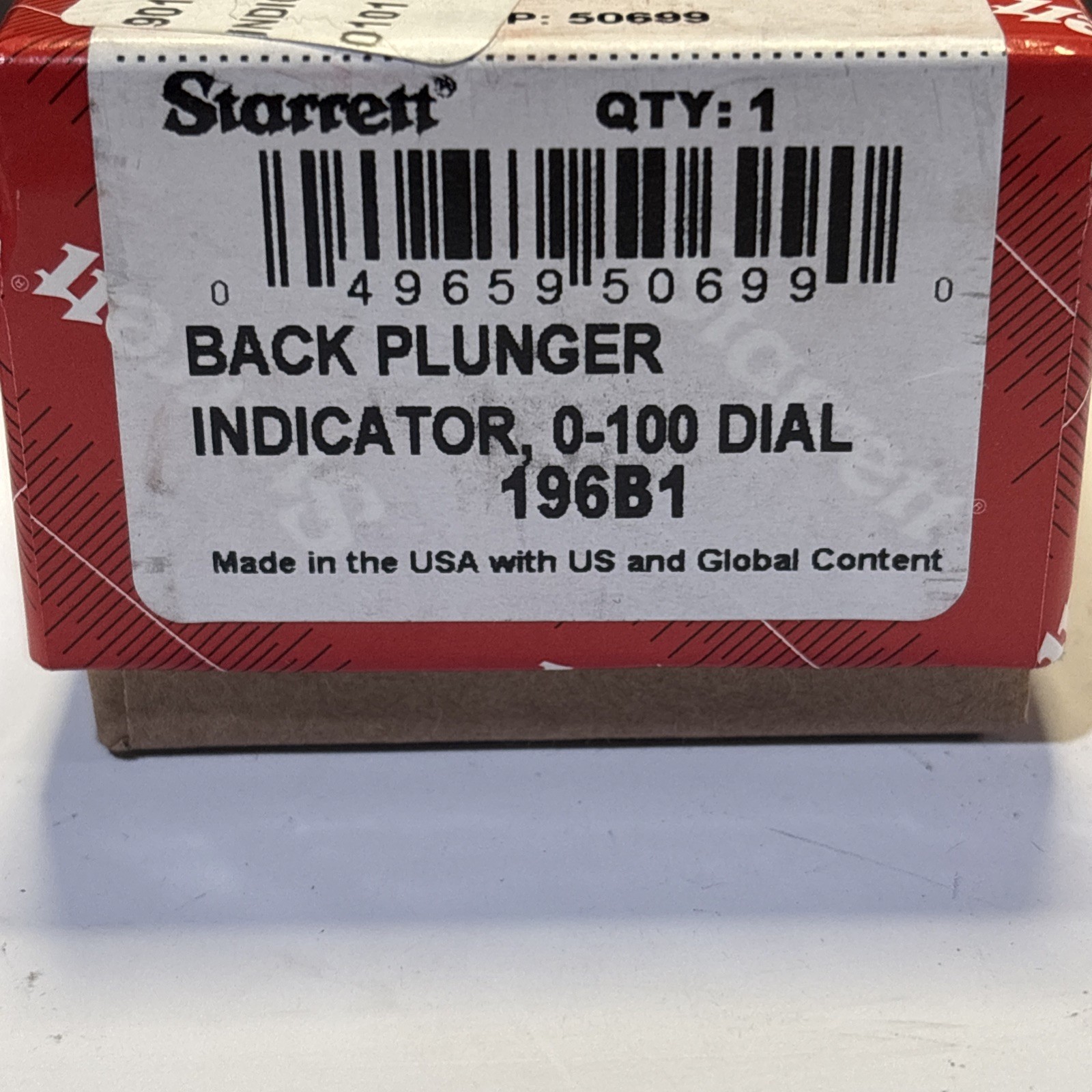 Starrett 196B6 Universal Back Plunger Dial Indicator, Antimagnetic & 3 Points