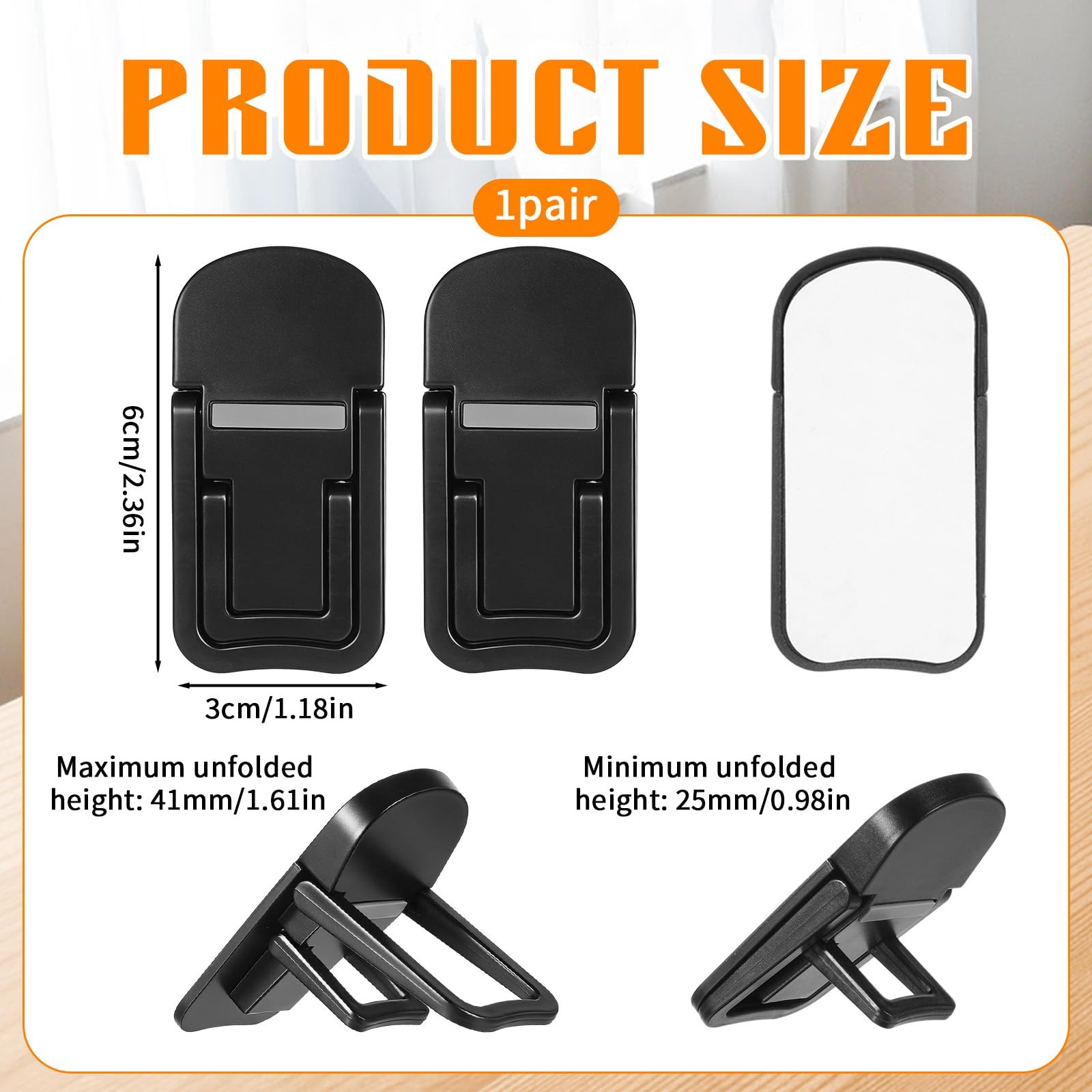 Portable Keyboard Riser Mini Foldable Laptop Stand Adjustable Feet Black 2PCS