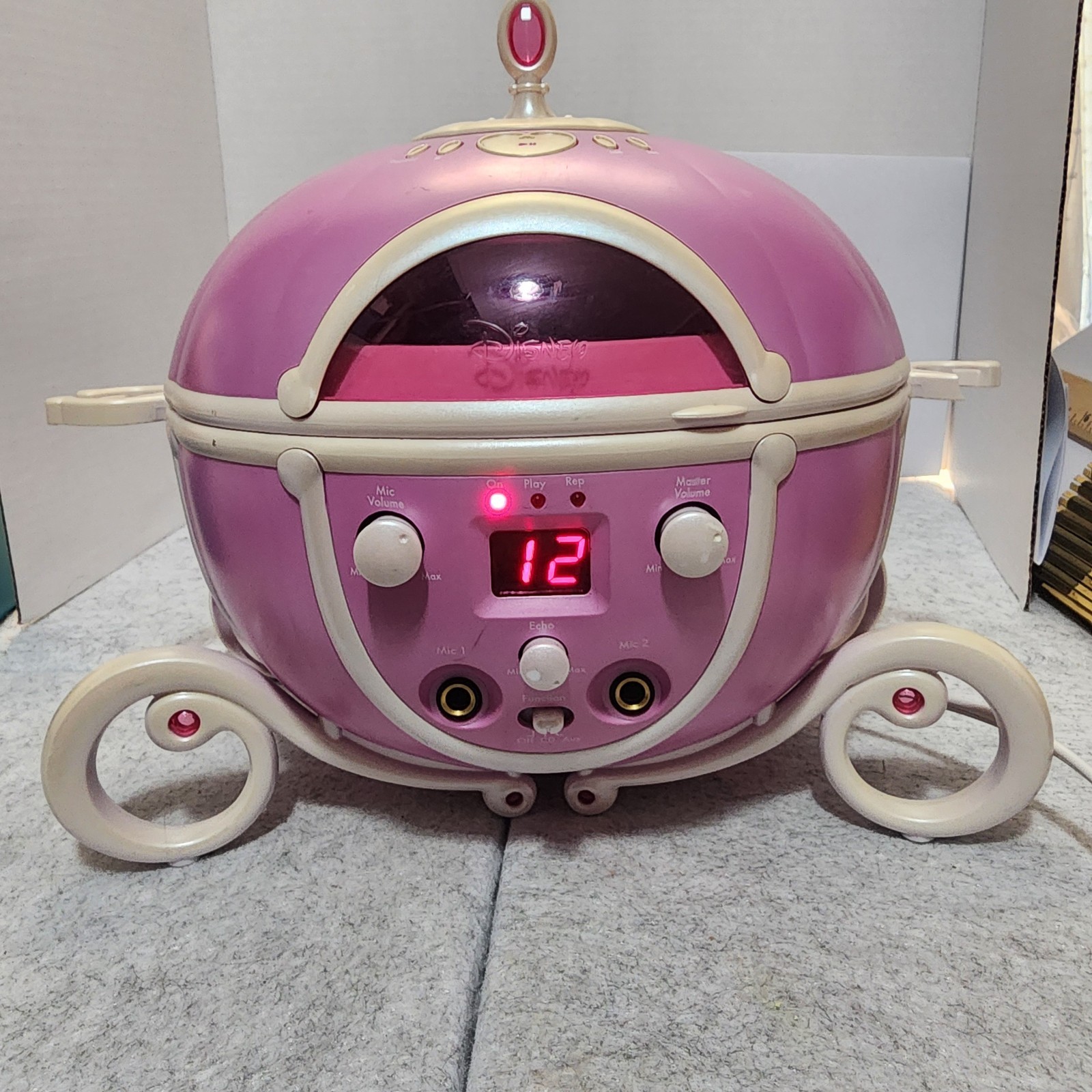 Disney Sing Along Cinderella CD Boom Box Pink No Microphone Tested