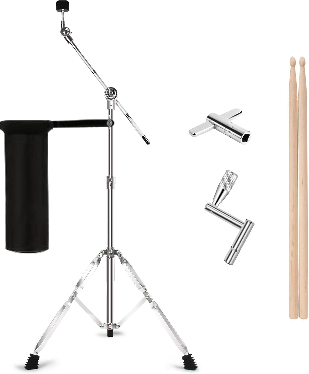 Boom Cymbal Stand, Adjustable 2-In-1 Straight Boom Cymbal Stand | Drumsticks + D