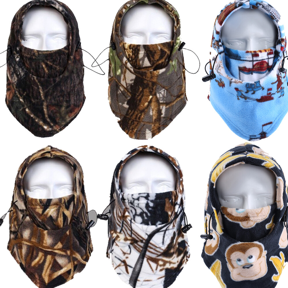 Balaclava Ski Full Face Mask Camo Fleece Neck Gaiter Hood Adjustable Hunting Hat