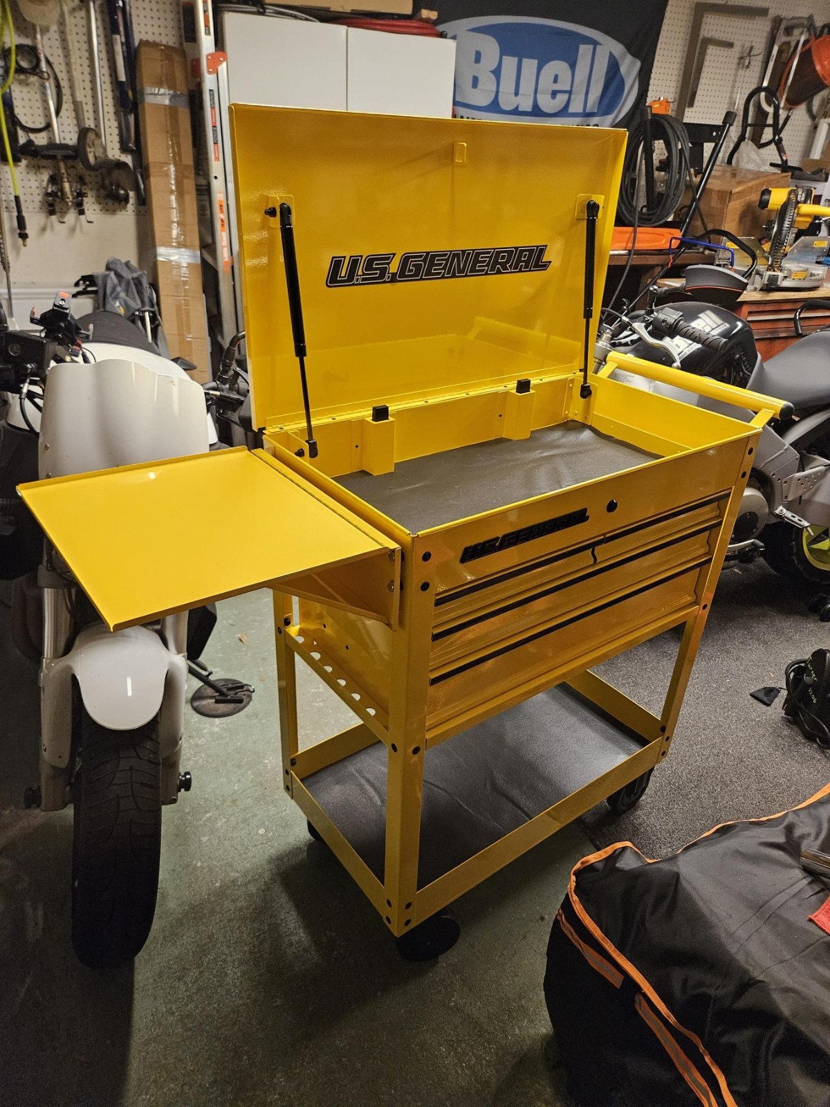 Roller Cart Tool Cabinet Storage Chest Box  Yellow 4 Drawer 580 Lb Capacity
