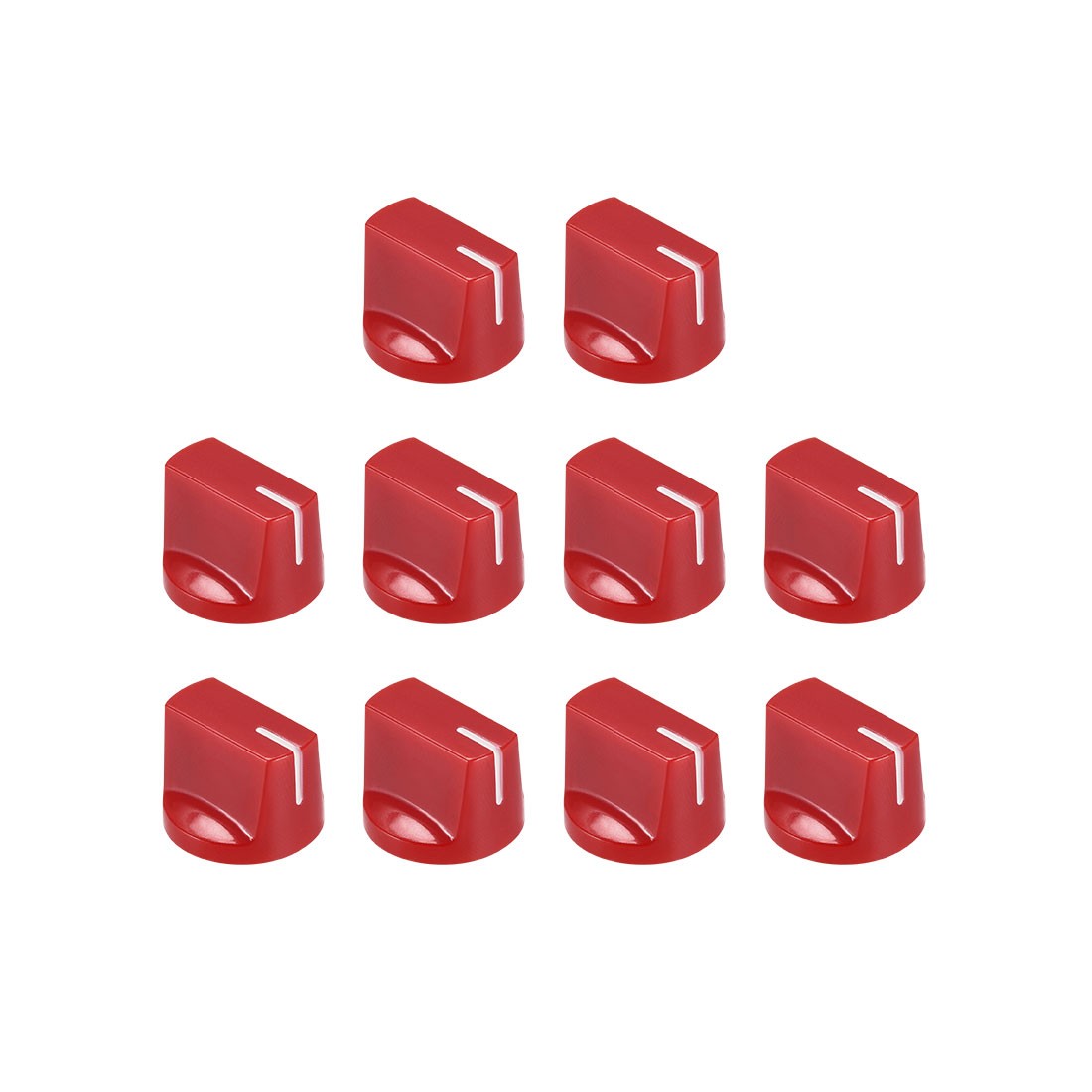 10Pcs 6.4mm Shaft Hole Pedal Knobs Pointer Control Knobs with Set Screw Red