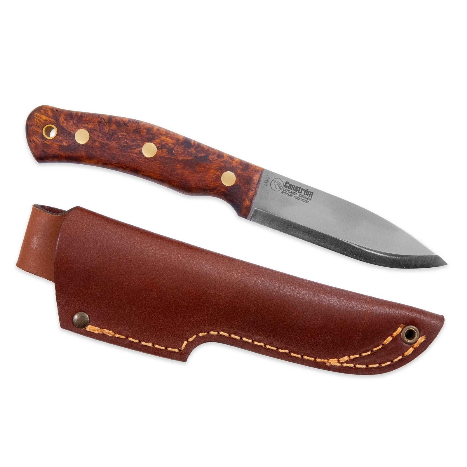Casstrom No 10 SFK Jarv Fixed Knife Steel Blade Curly Birch Handle - 13170