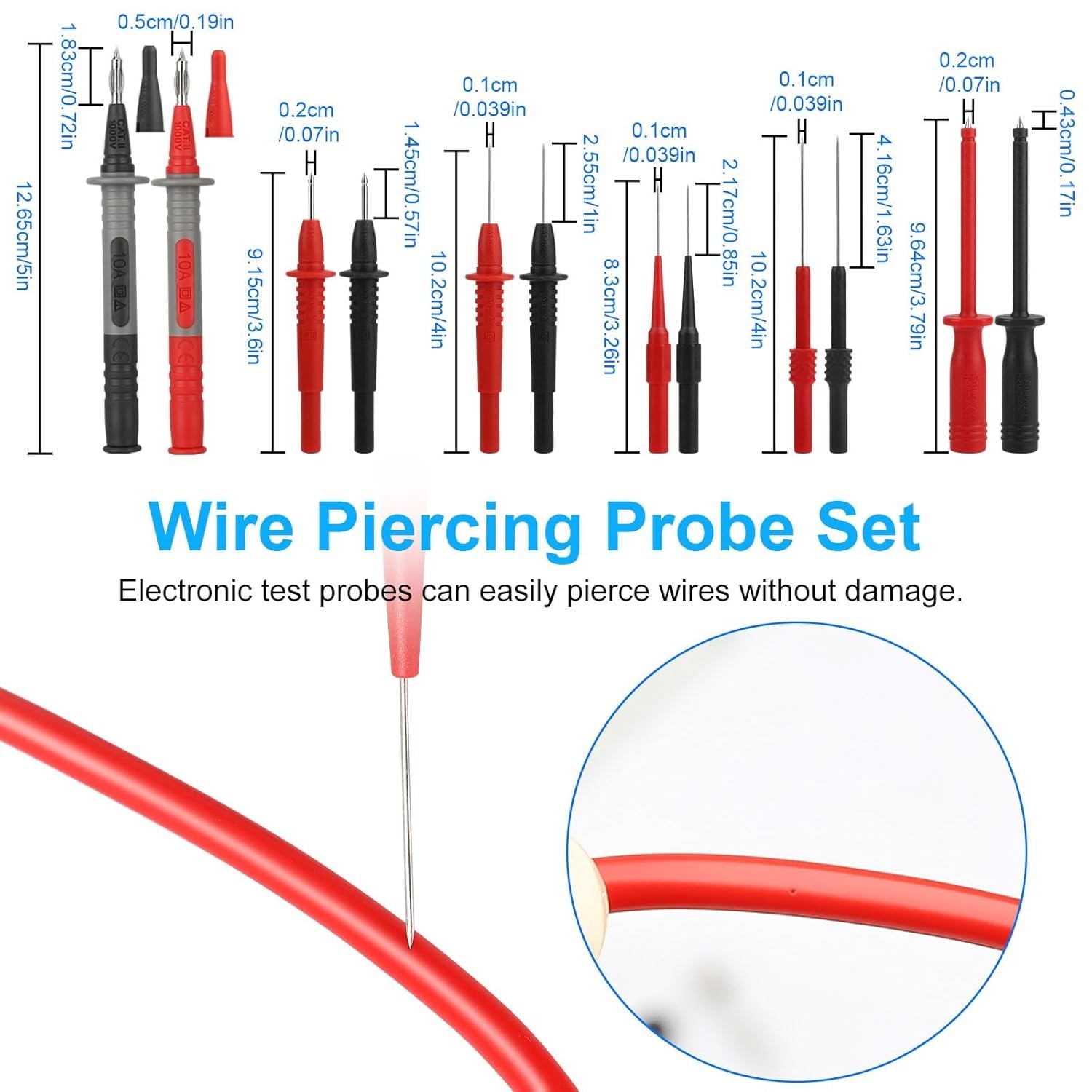 25PCS Silicone Multimeter Leads Kit: Replaceable Wire Piercing Probes, Hook...