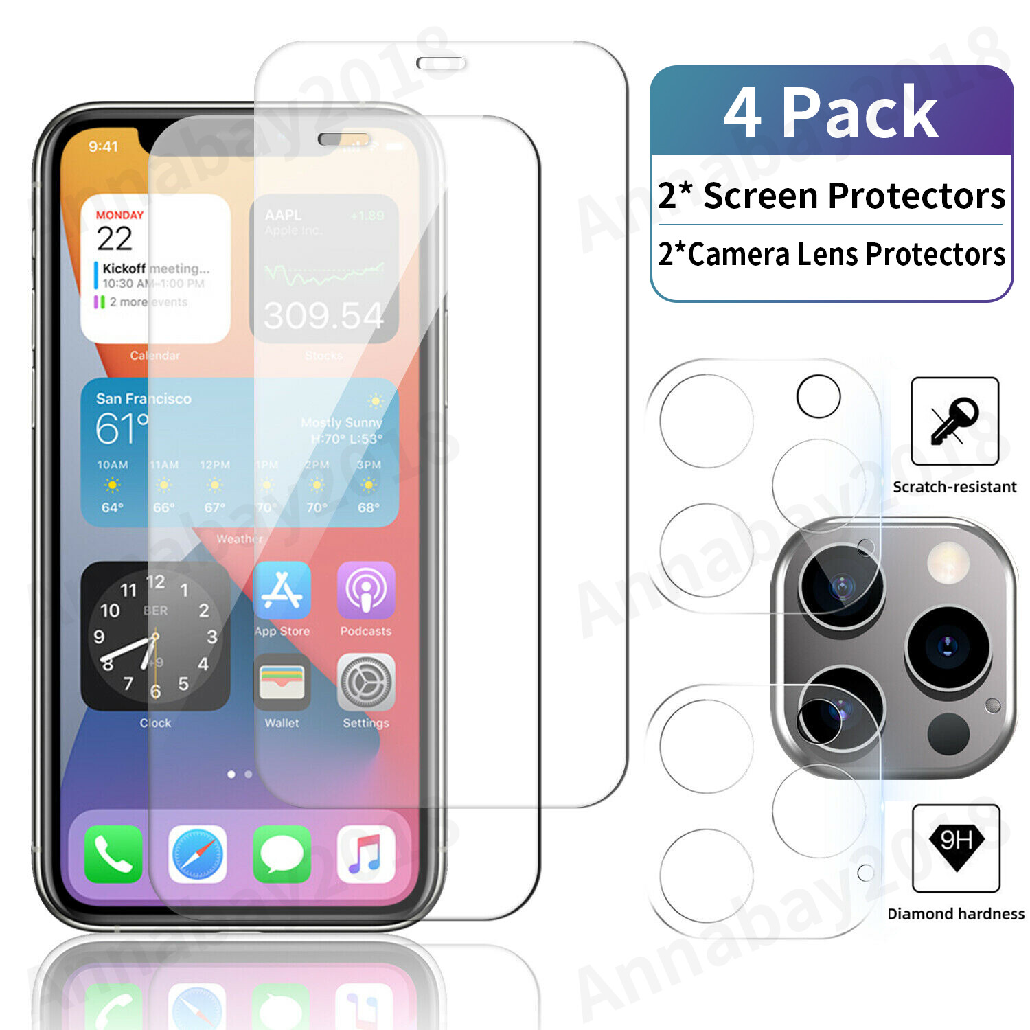 Tempered Glass Screen + Camera Protector For iPhone 16 15 14 13 12 11 Pro Max