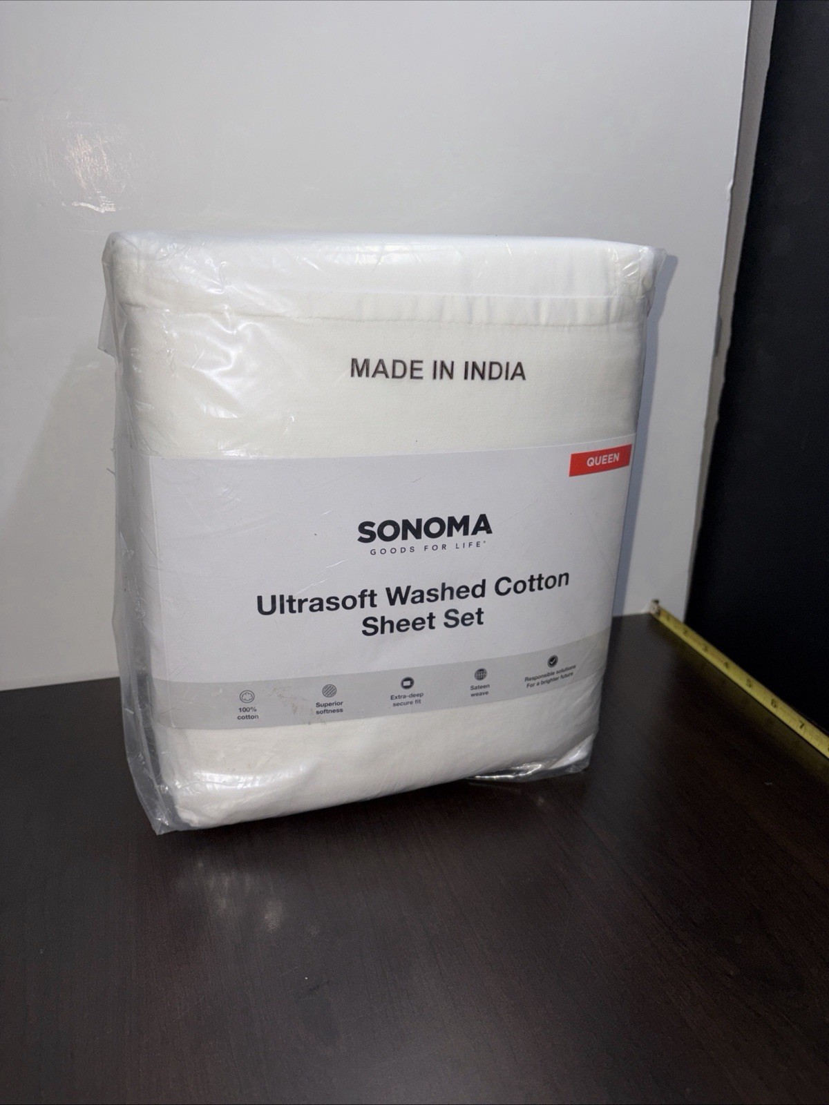 KOHL'S SONOMA 4-Piece Ultrasoft Washed Sheet, Queen Size 100% Cotton