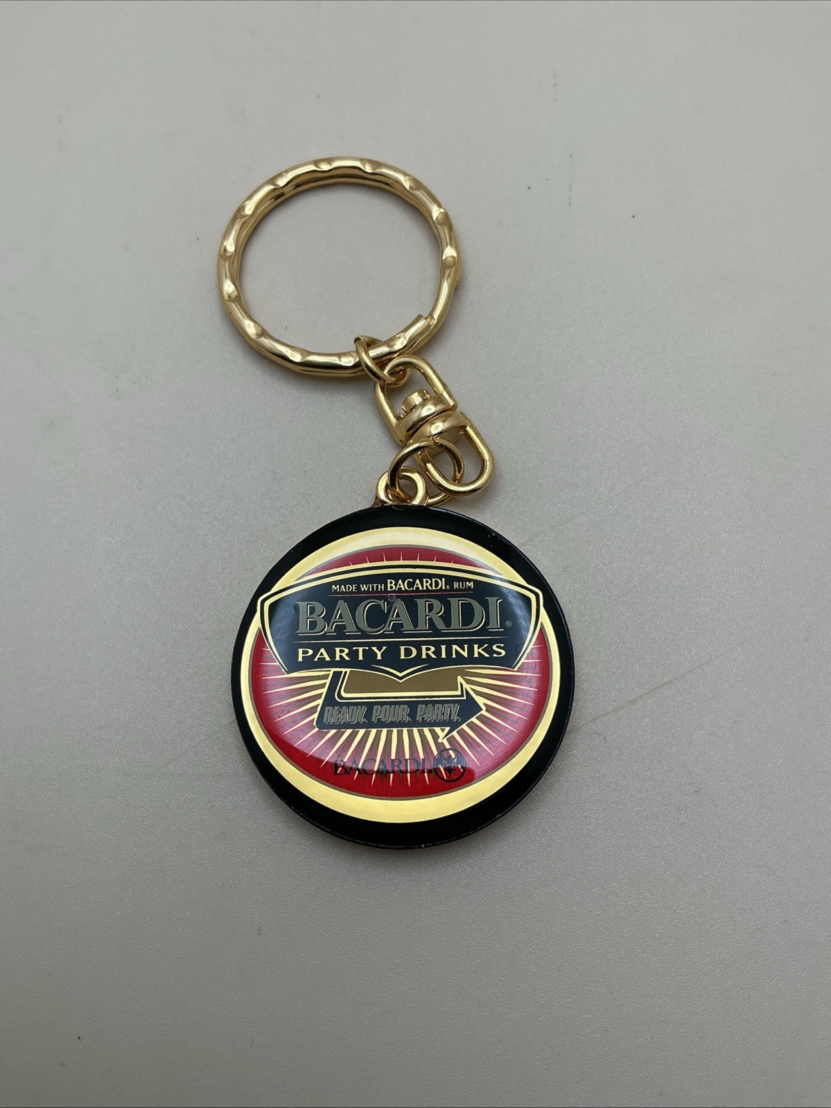Barcardi Party Drinks Gold Keychain